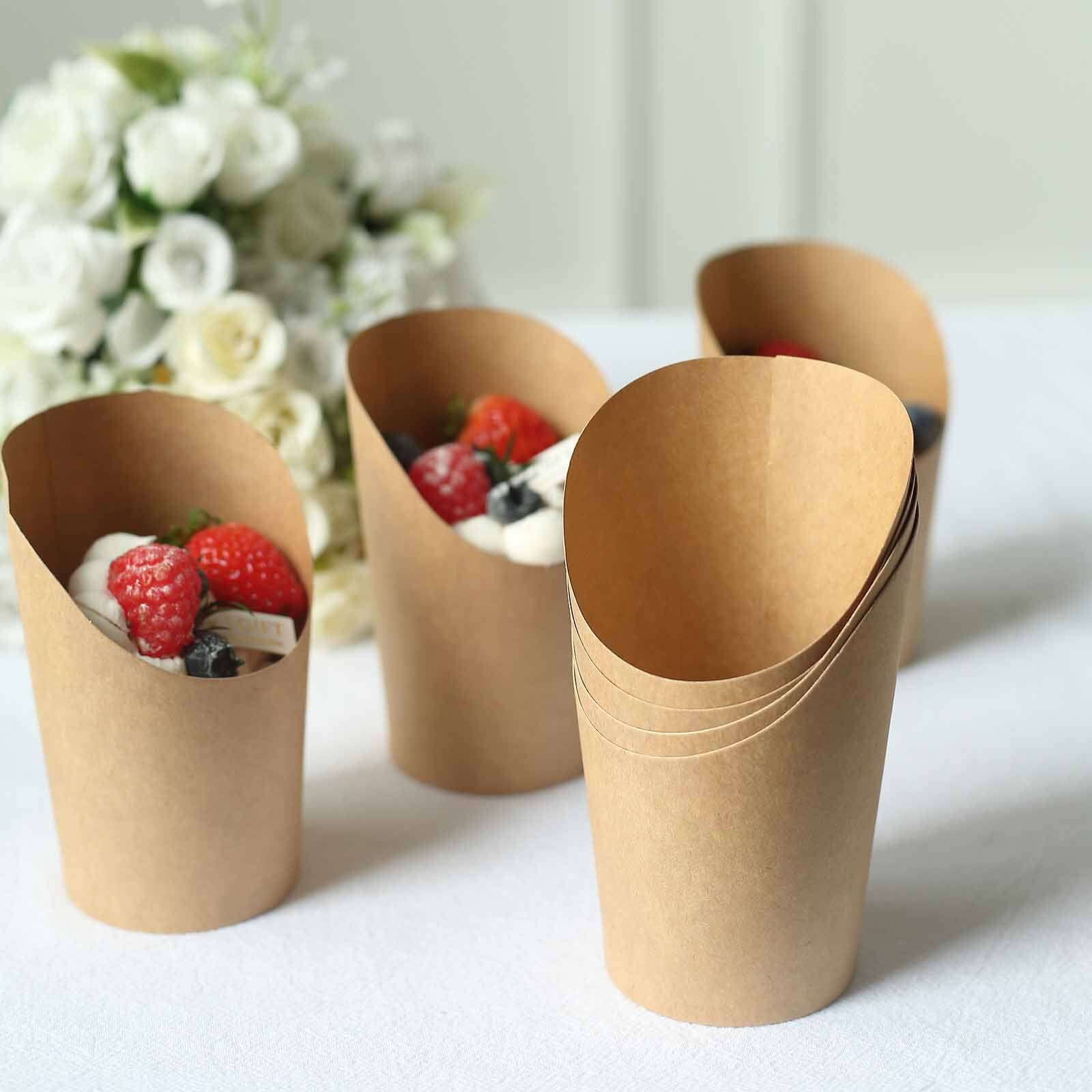 50-Pack 14oz Natural Brown Paper Popcorn Box Snack Cups - Ideal for Appetizers