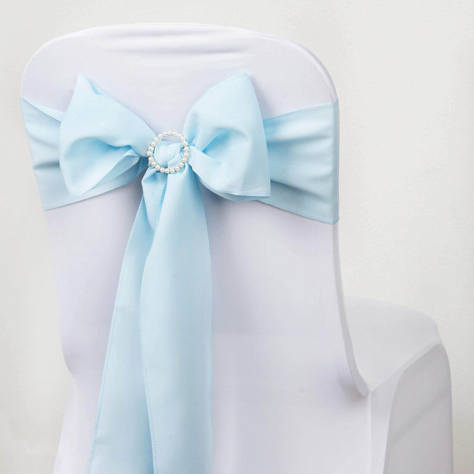 Get 5-Piece Set of Light Blue Polyester Chair Sashes, 6x108 for Decor