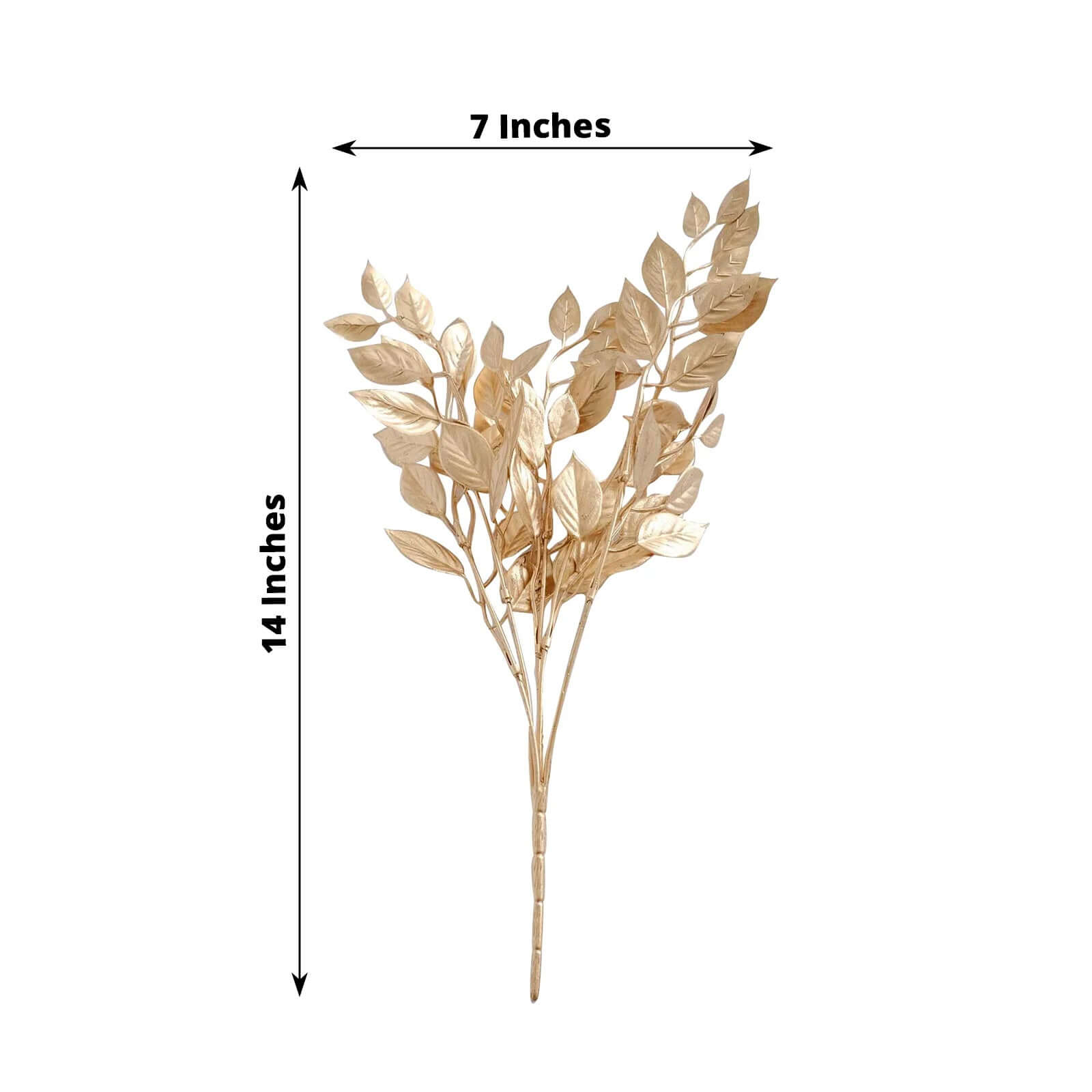 4-Piece Metallic Gold Artificial Italian Ruscus Leaf Branches for Stunning Tablescapes and Floral Decor