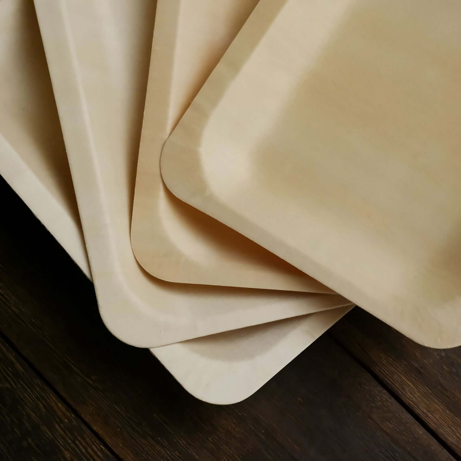 25-Pack Natural Birchwood 5x8 Rectangle Disposable Dessert Plates - Ideal for Special Events