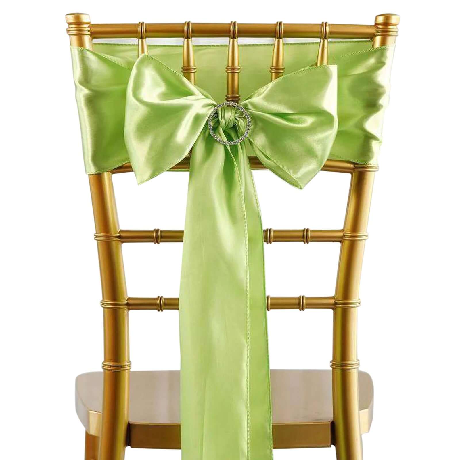 Hot Deal! 5-Pack Apple Green Satin Chair Sashes - Durable and Shiny 6x106 Decor