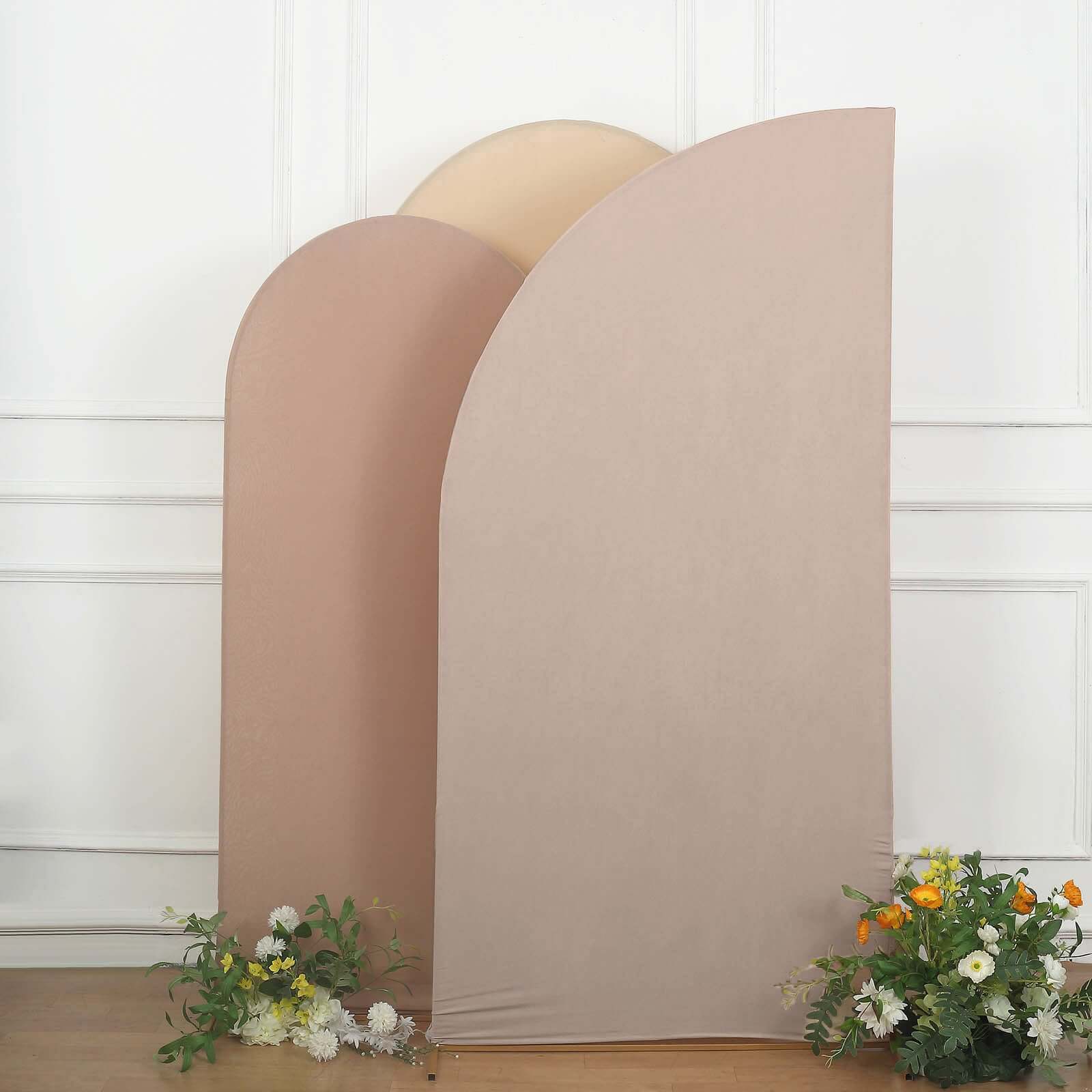 Custom Fitted 7ft Matte Nude Spandex Half Moon Chiara Wedding Arch Backdrop Cover