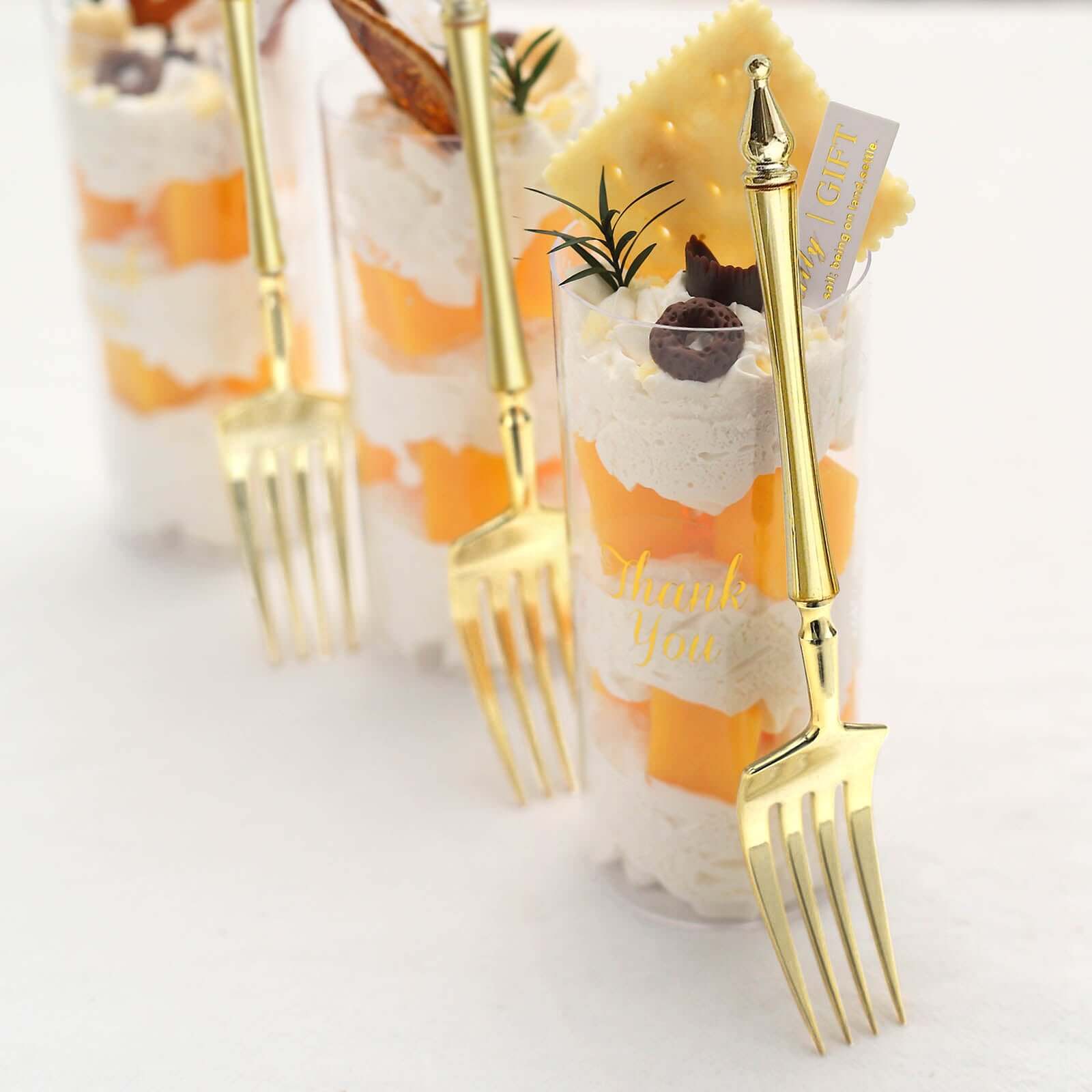 24-Piece Gold European-Style Disposable Dessert Forks with Roman Column Handles