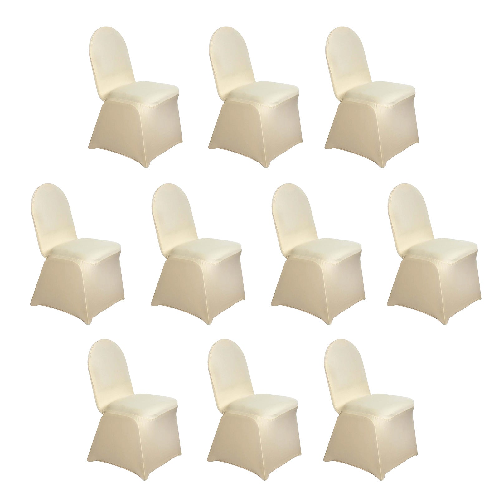10-Pack Durable Reusable Champagne Spandex Stretch Slip-On Covers for Banquet Chairs