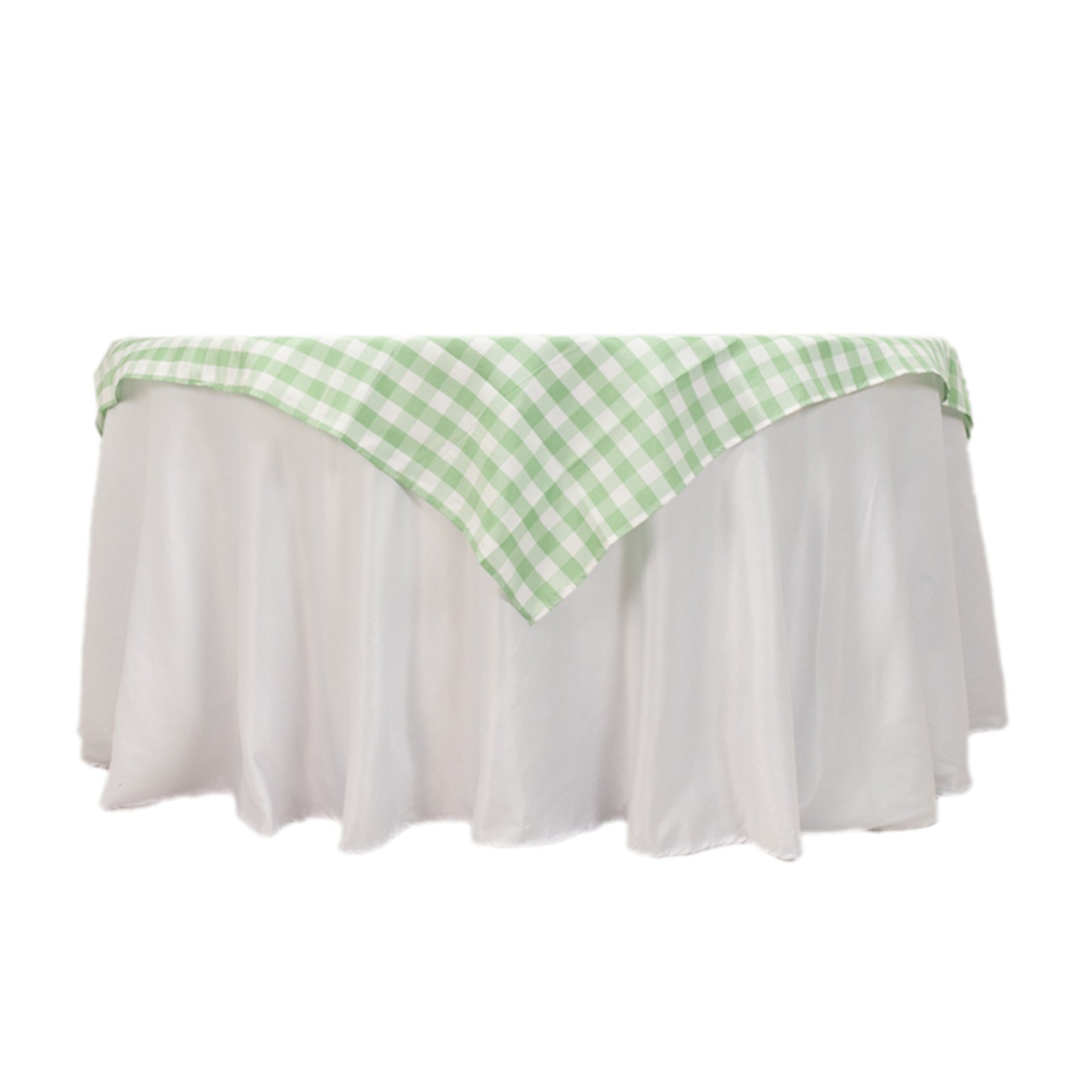Exclusive Polyester Square Table Overlay - 54x54 White/Sage Green Checkered Buffalo Plaid for Casual Tables