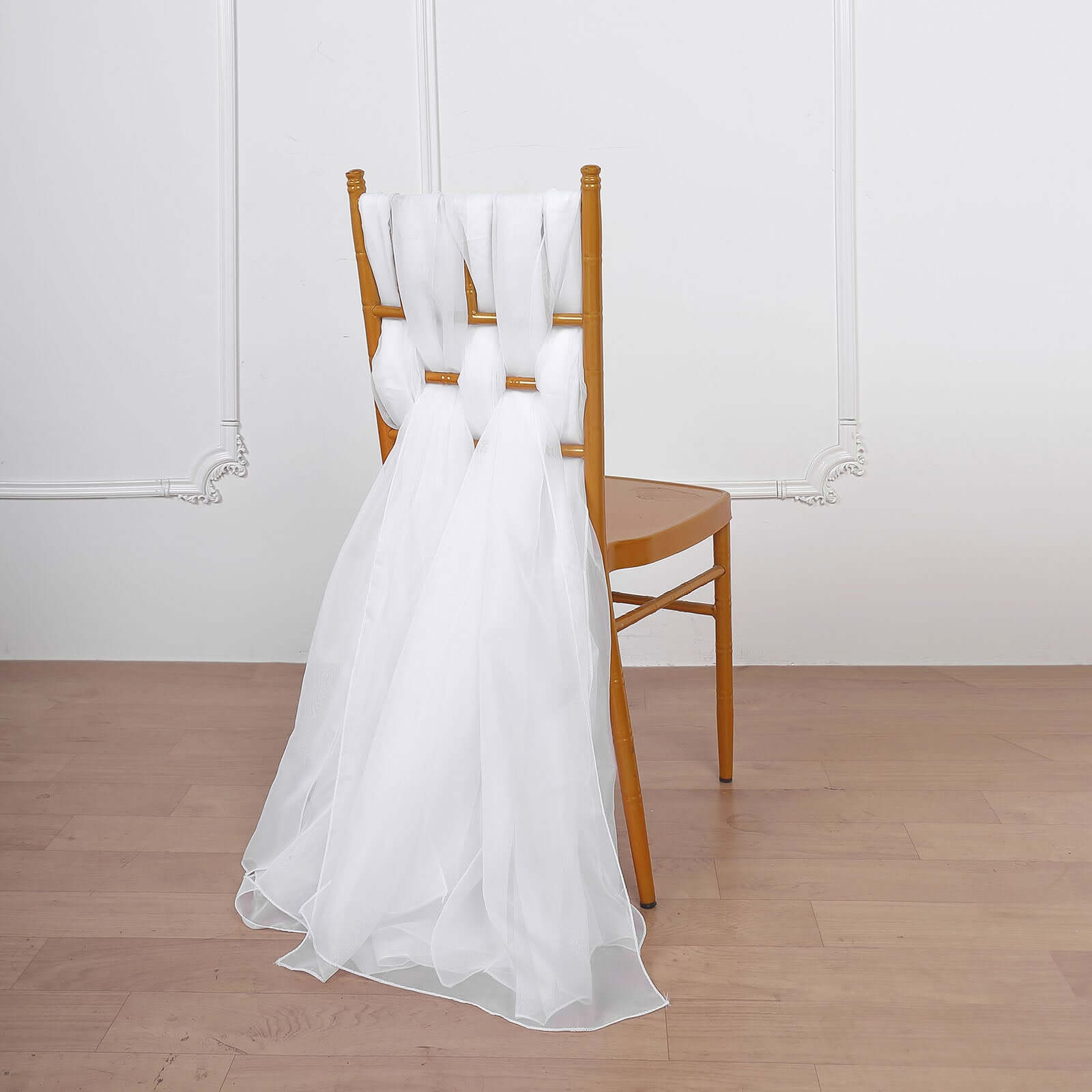5-Pack White Premium Chiffon Chair Sashes - Ideal for Stylish DIY Chair Decor
