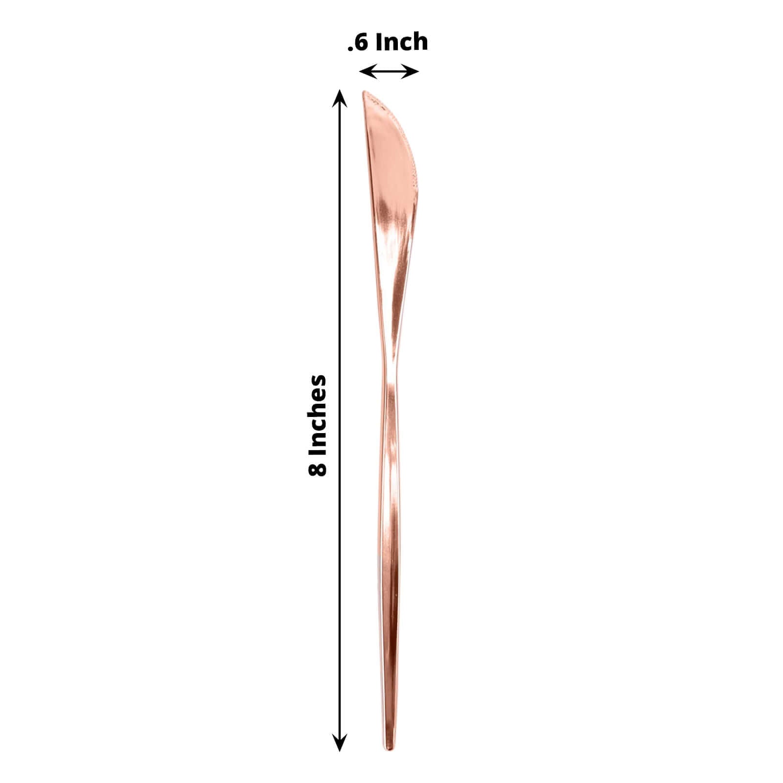 Premium 24-Pack Disposable Rose Gold Plastic Knives - 8.5 Inches