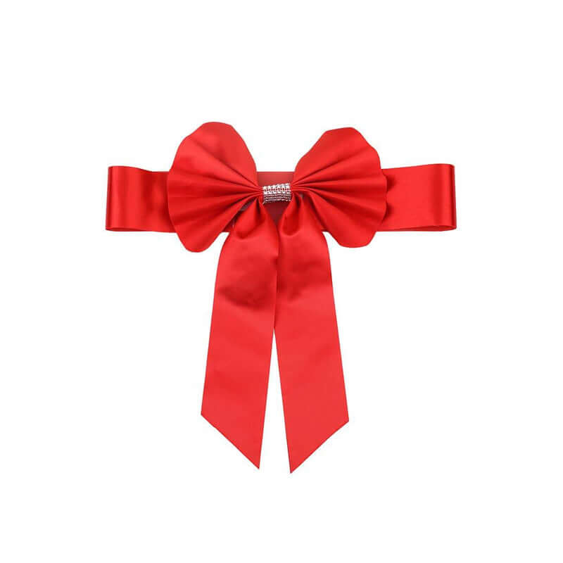 Hot Sale! 5-Pack Red Satin Faux Leather Chair Sashes with Diamond Rhinestone Buckles