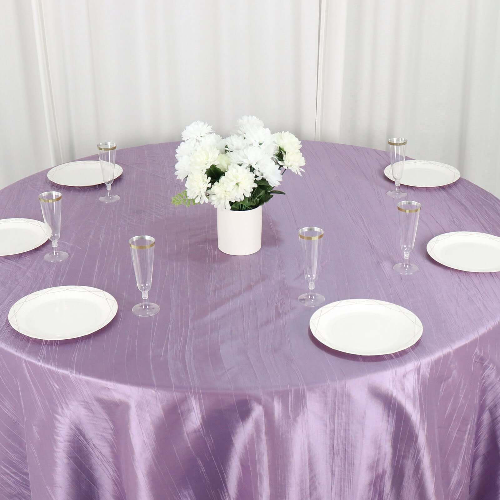 Seamless Crinkle Taffeta 132' Round Tablecloth in Violet Amethyst