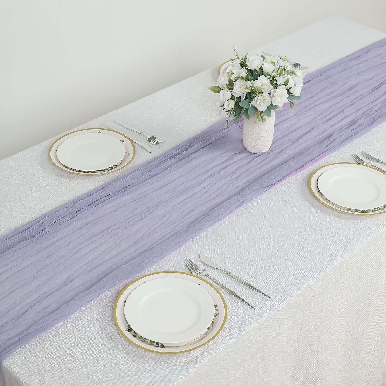 10ft Lavender Lilac Gauze Cheesecloth Table Runner - Rustic Boho Style, Perfect for Events
