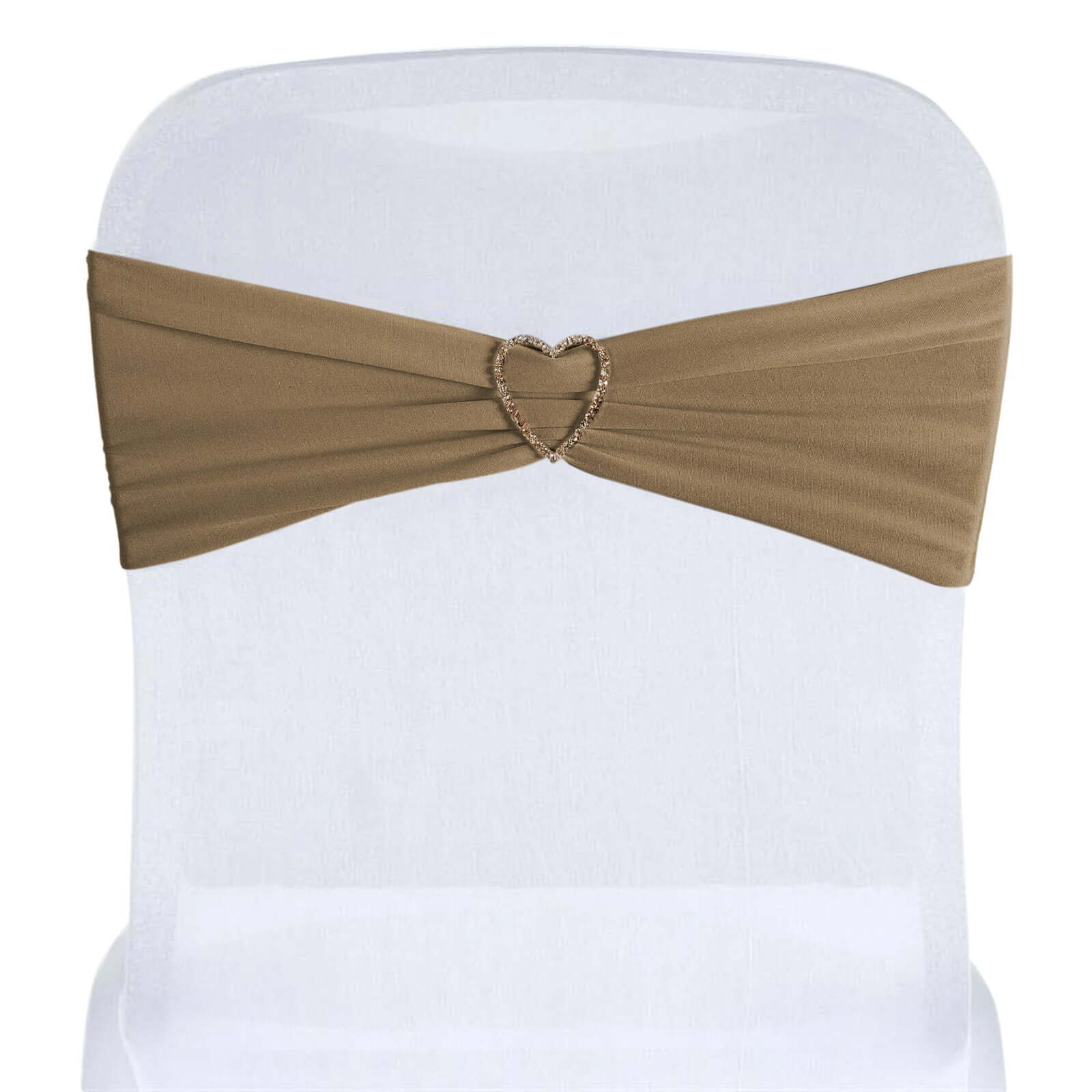 5-Pack Taupe Stretch Spandex Chair Sashes - Heavy Duty & Fitted