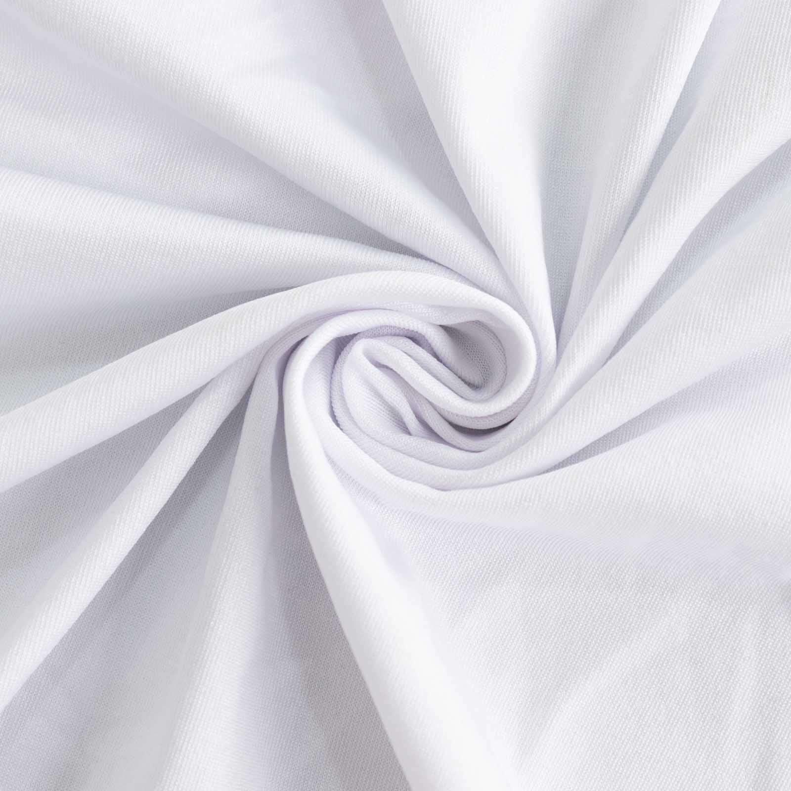 Durable White 6ft Round Stretch Spandex Tablecloth for Events and Presentations
