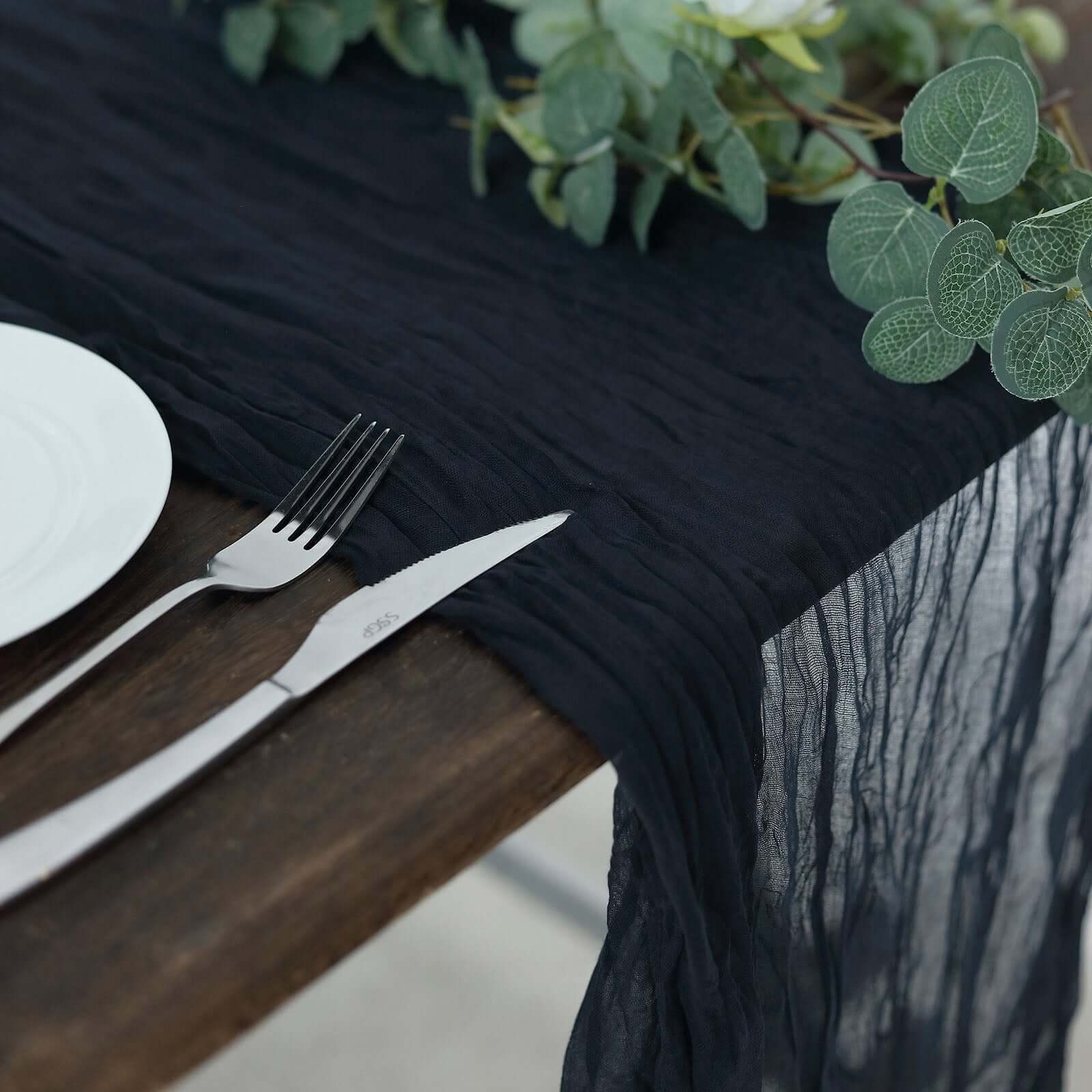 Navy Blue 10ft Gauze Cheesecloth Table Runner - Rustic Boho Charm