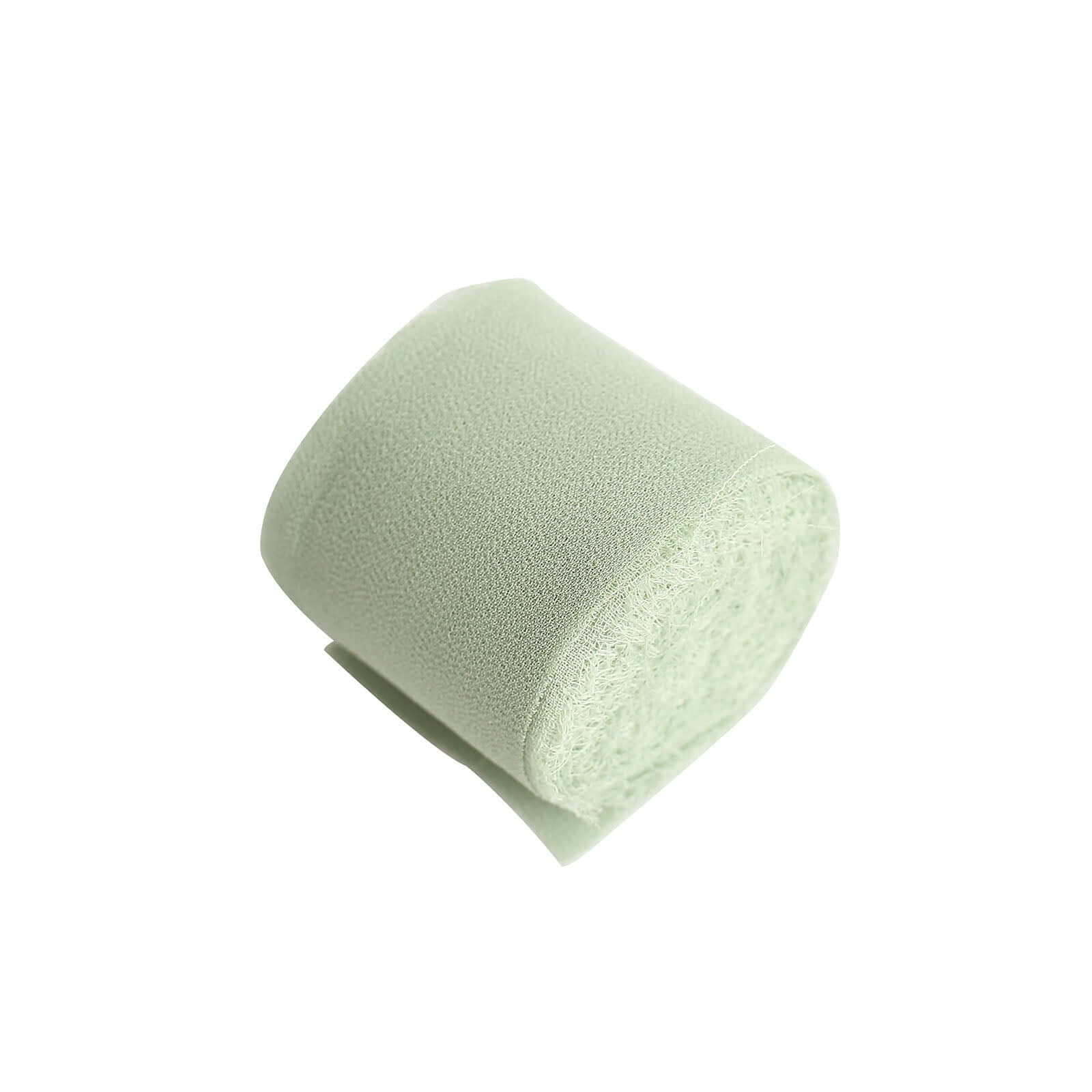 2-Pack Sage Green Silk-Like Chiffon Ribbon Rolls for DIY Wedding Crafts