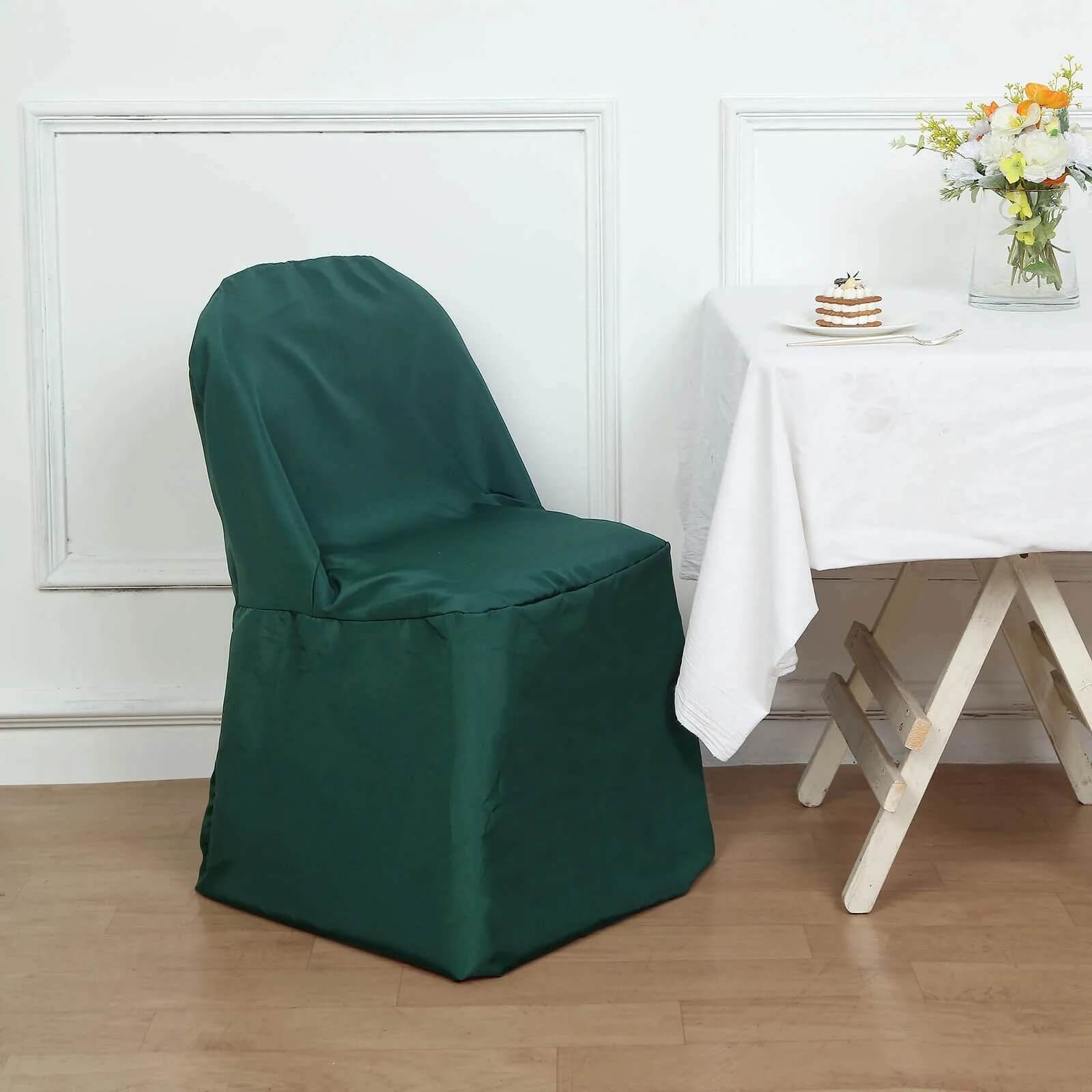Hot Deal! 10-Piece Polyester Slip-On Chair Covers in Hunter Emerald Green, Wrinkle & Stain Resistant