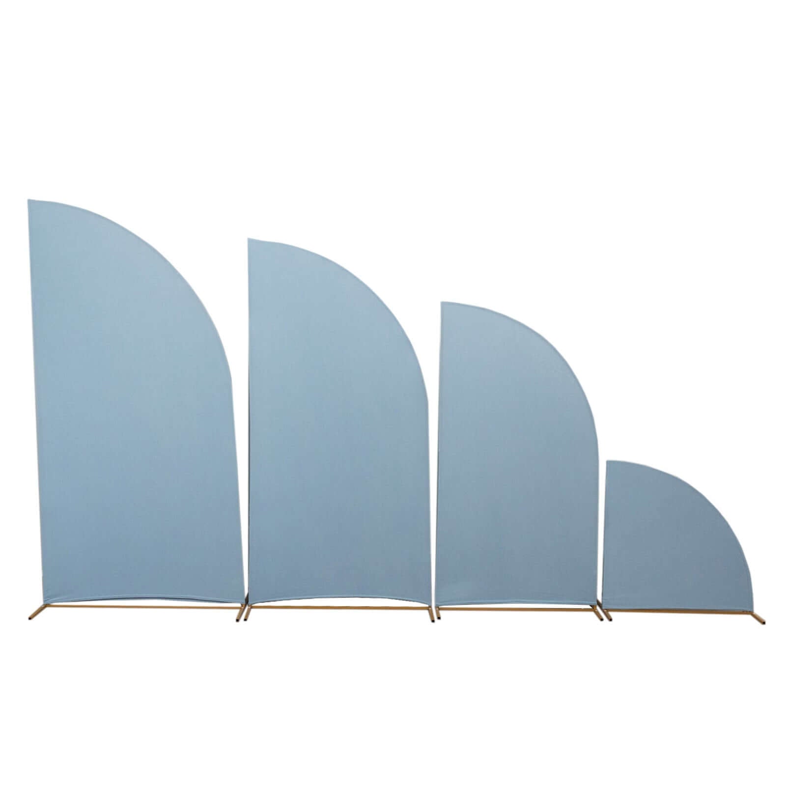 4-Piece Matte Dusty Blue Spandex Half Moon Wedding Arch Backdrop Covers in Various Sizes