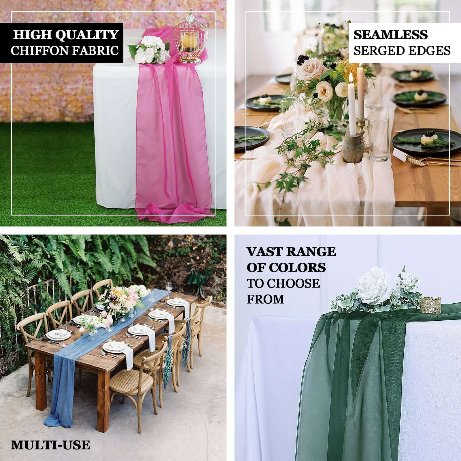 Luxurious 6ft Terracotta (Rust) Chiffon Table Runner - Light & Flowy Decor