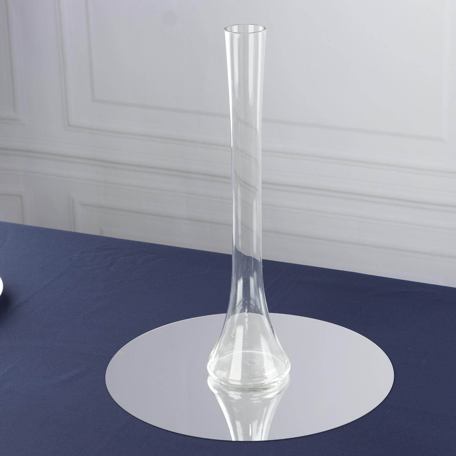 Set of 6 Clear Hand - Blown Glass Eiffel Tower Vases with Round Base, 16 Inches Tall for Weddings