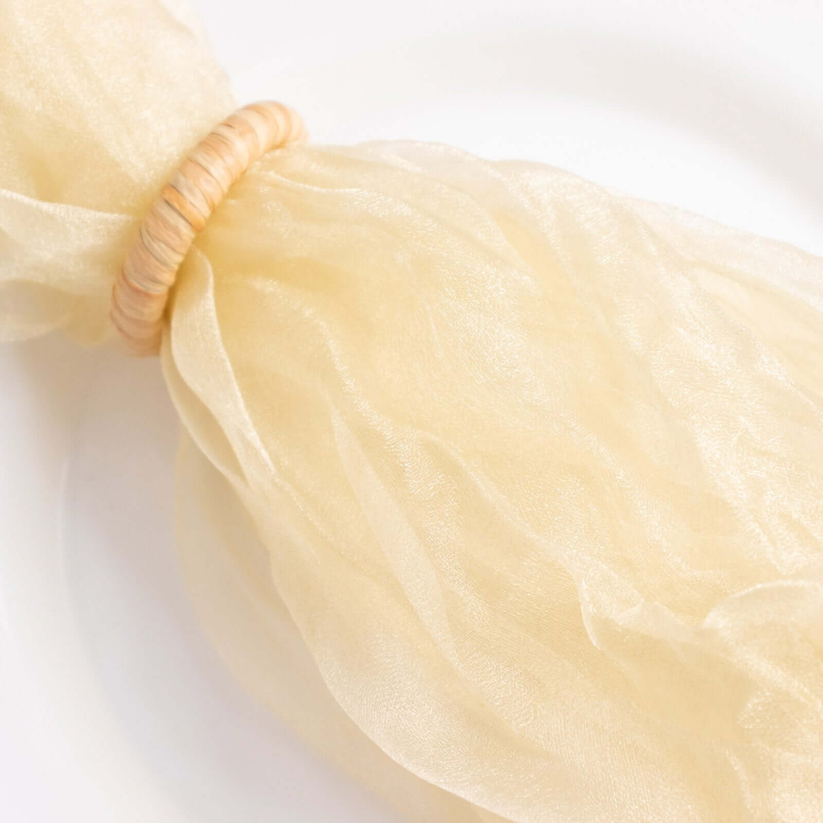 5-Pack Champagne Crinkled Organza Dinner Napkins for Rustic Parties and Weddings
