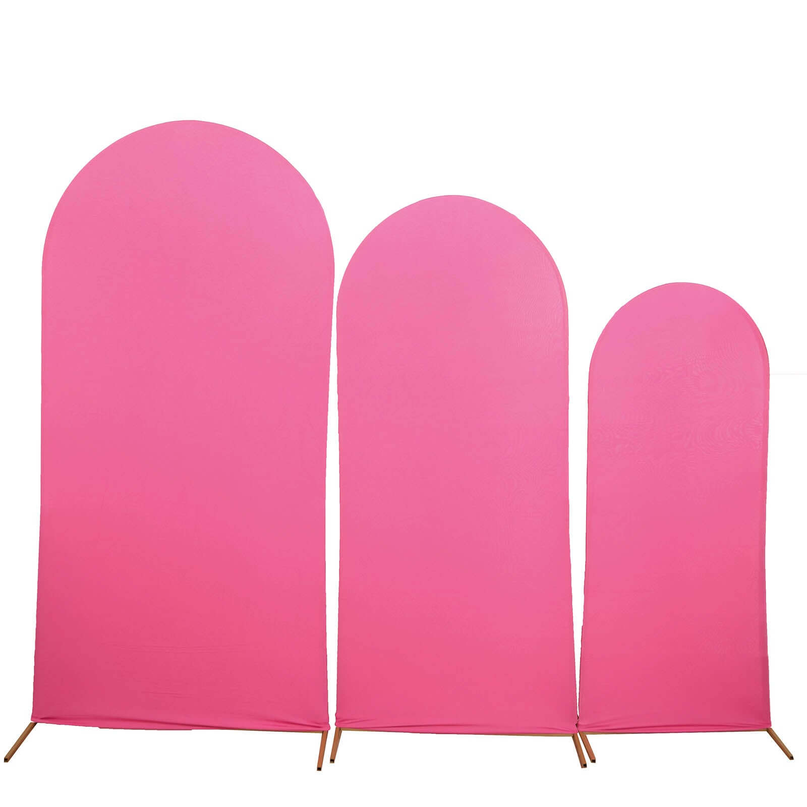 3-Piece Matte Fuchsia Spandex Fitted Covers for Round Top Chiara Wedding Arch - 5ft, 6ft, 7ft