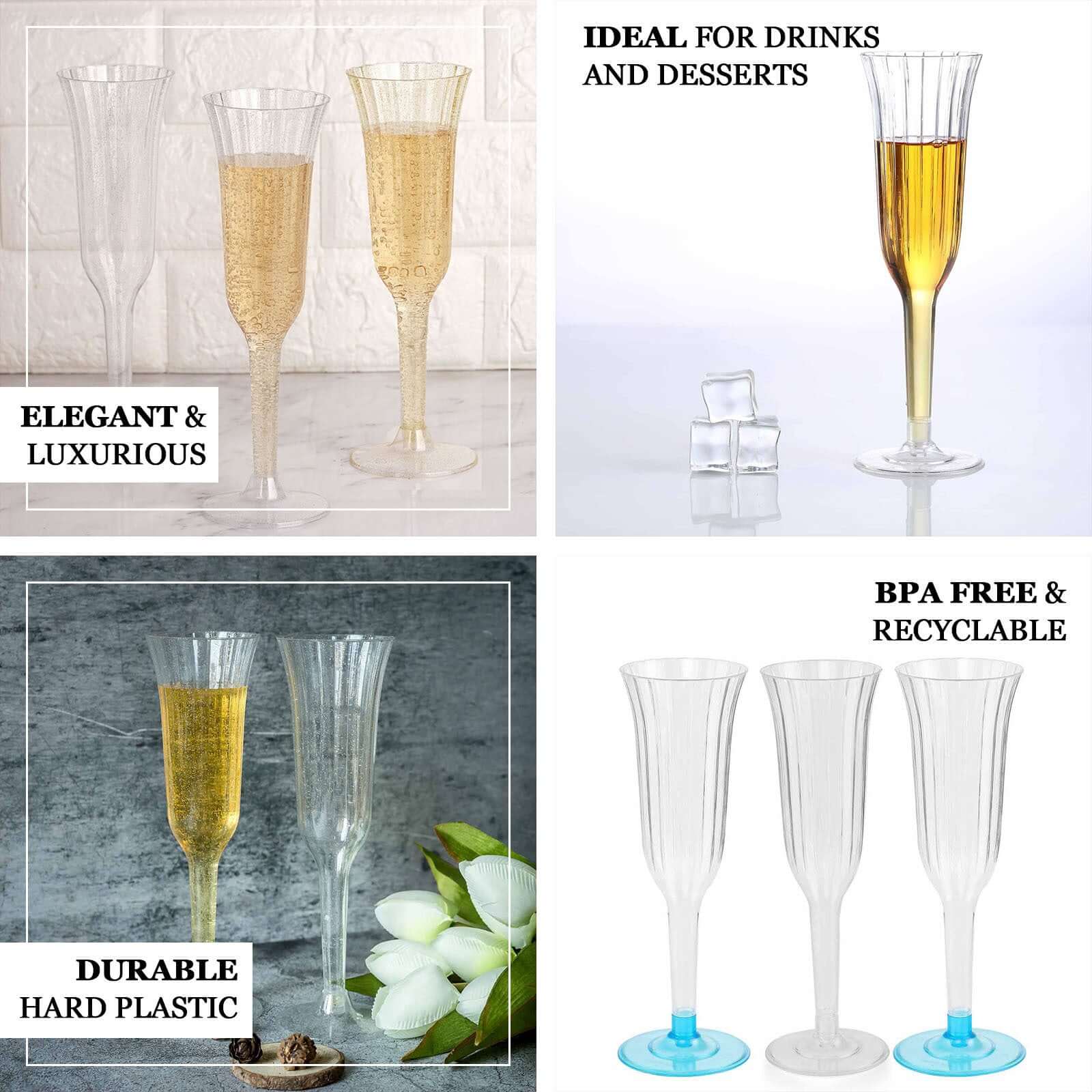 12-Pack Disposable 6oz Clear Flared Plastic Champagne Flutes - Ideal for Special Occasions