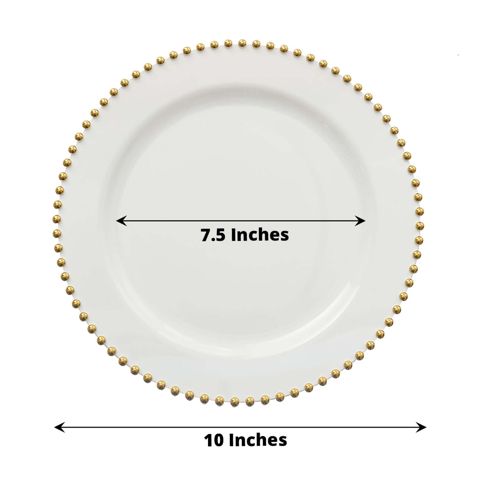 Hot Deal! 10-Pack Disposable White Plastic Round Dinner Plates with Gold Beaded Rim for Banquets