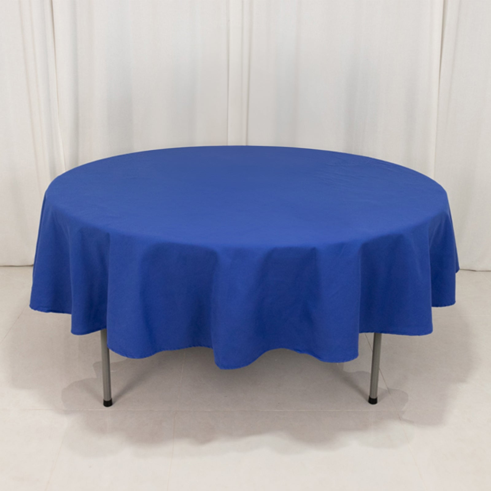 Wrinkle-Resistant Royal Blue 90" Cotton Blend Round Tablecloth - Ideal for Events