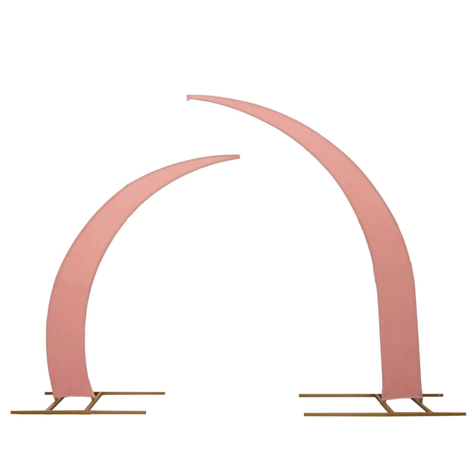 Custom-Fit Set of 2 Dusty Rose Spandex Covers for 6.5ft and 8ft Wedding Arch Stands