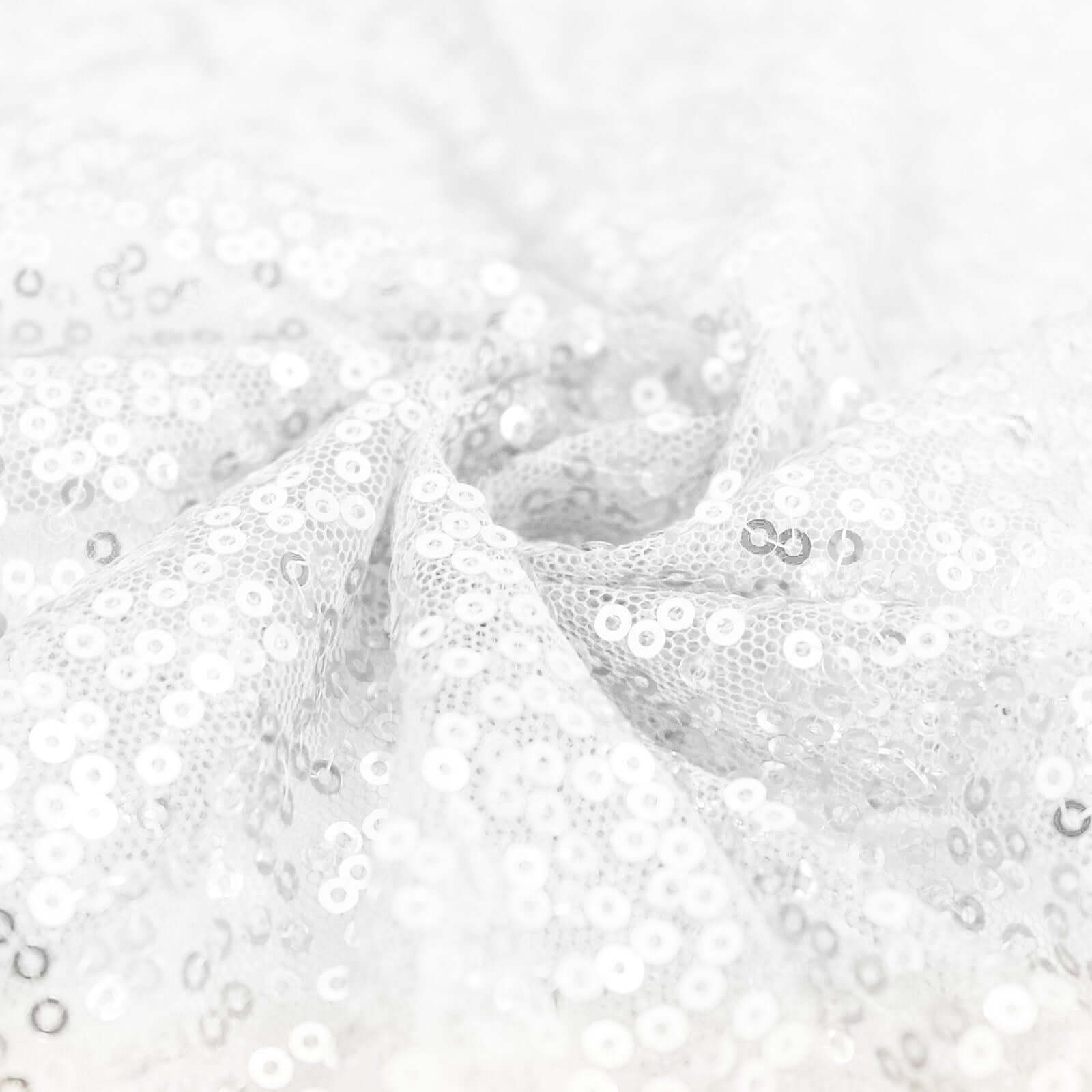 White Seamless Glittering 120 Round Sequin Tablecloth for Elegant Events