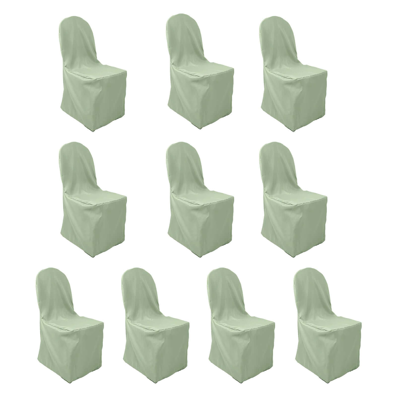 10-Pack Sage Green Polyester Stain-Resistant Slip-On Chair Covers for Banquets - Great Deal!