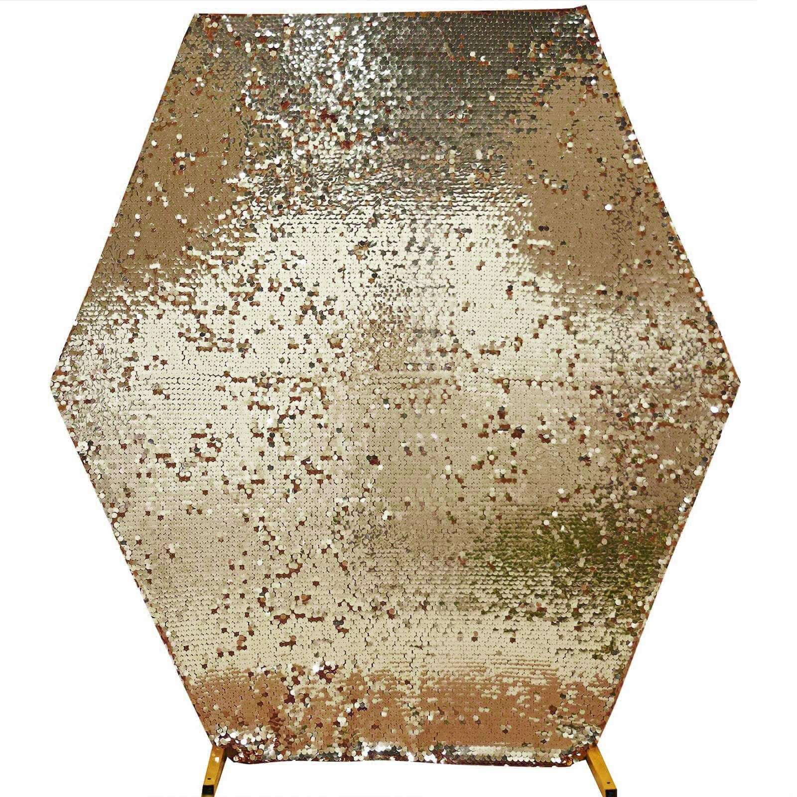 Hot! 8ft x 7ft Gold Payette Sequin Sparkly Hexagon Backdrop Cover