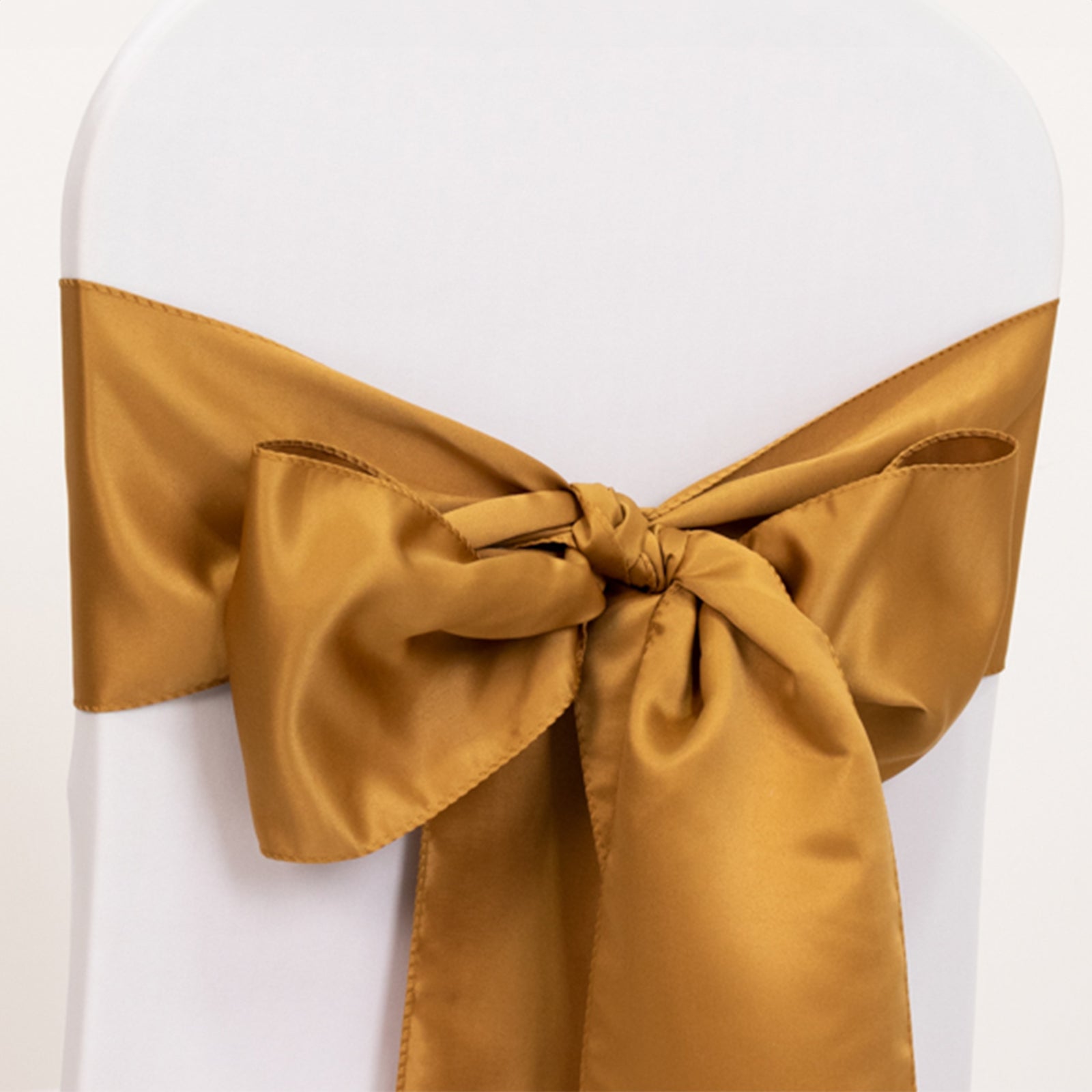 5-Pack Gold Lamour Satin Chair Sashes (6x106) - Perfect Reusable Decor for Weddings & Gatherings