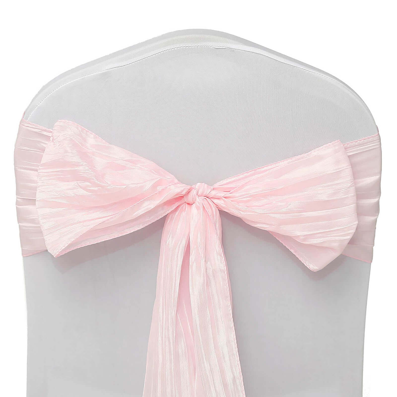 5-Piece Blush Accordion Crinkle Taffeta Chair Sashes, 6x106 - Ideal for Weddings & Gatherings