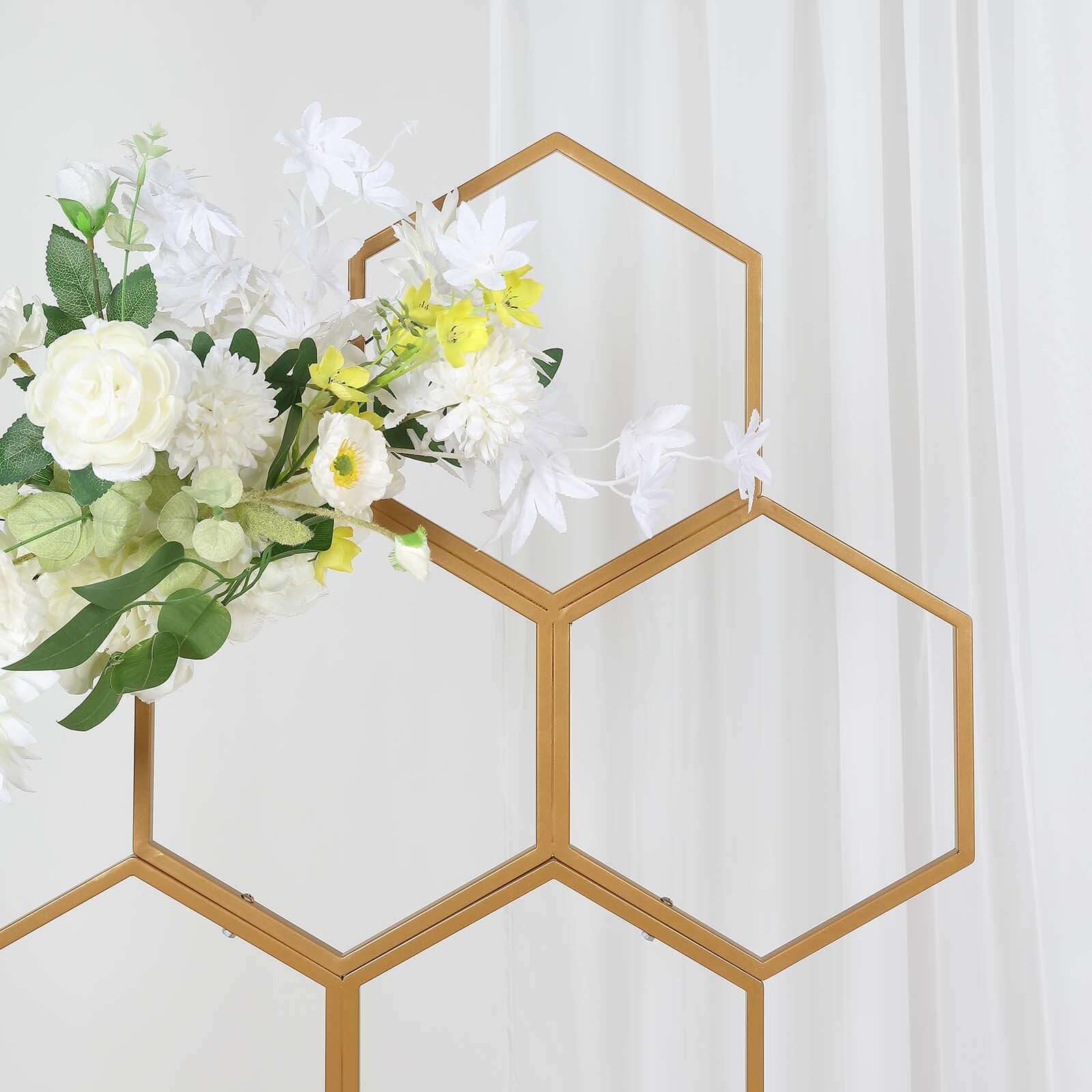 6ft Gold Metal Honeycomb Floor Standing Wedding & Party Flower Frame Backdrop Stand