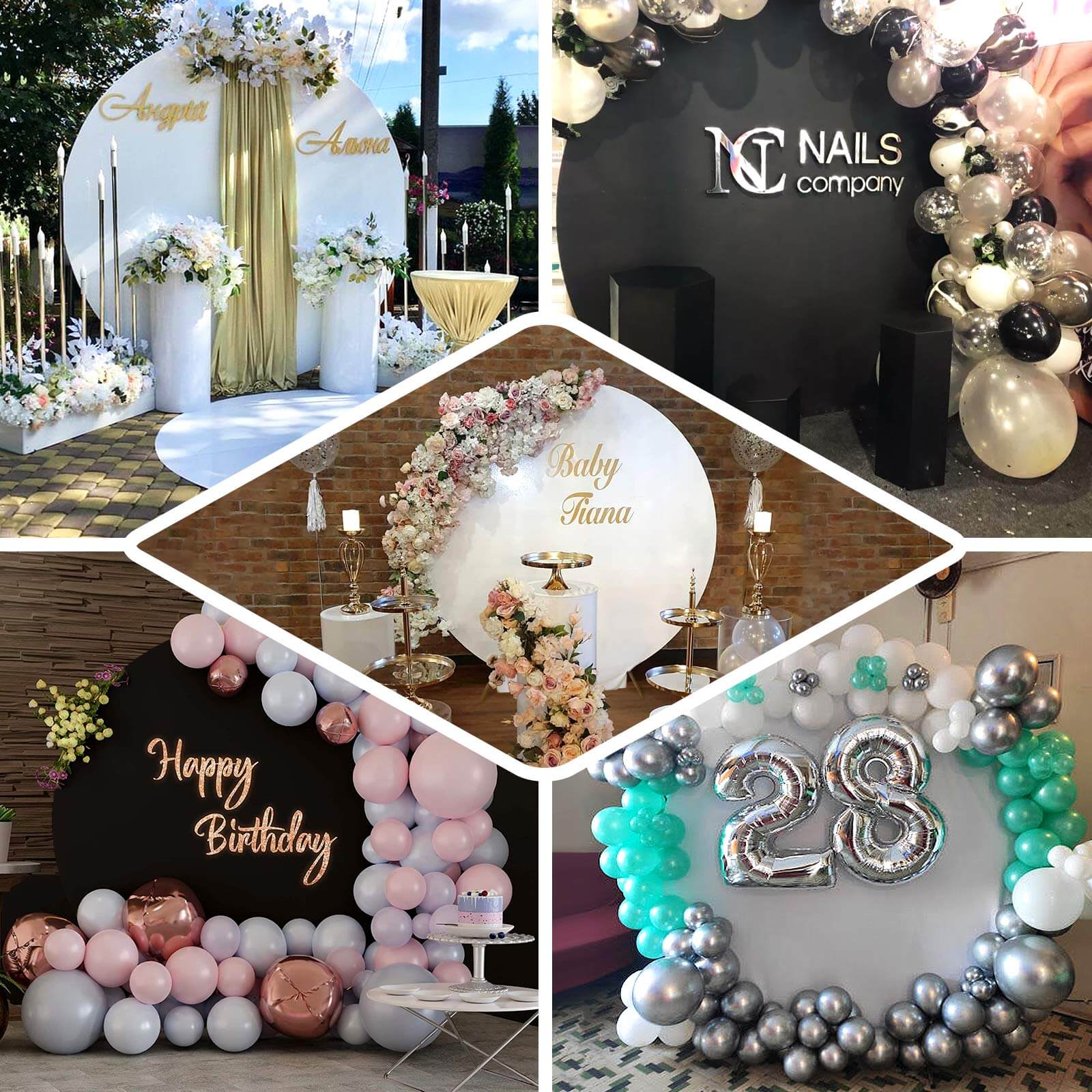 Get This 7.5ft Taupe Round Spandex Party Backdrop Stand Cover for Your Special Events