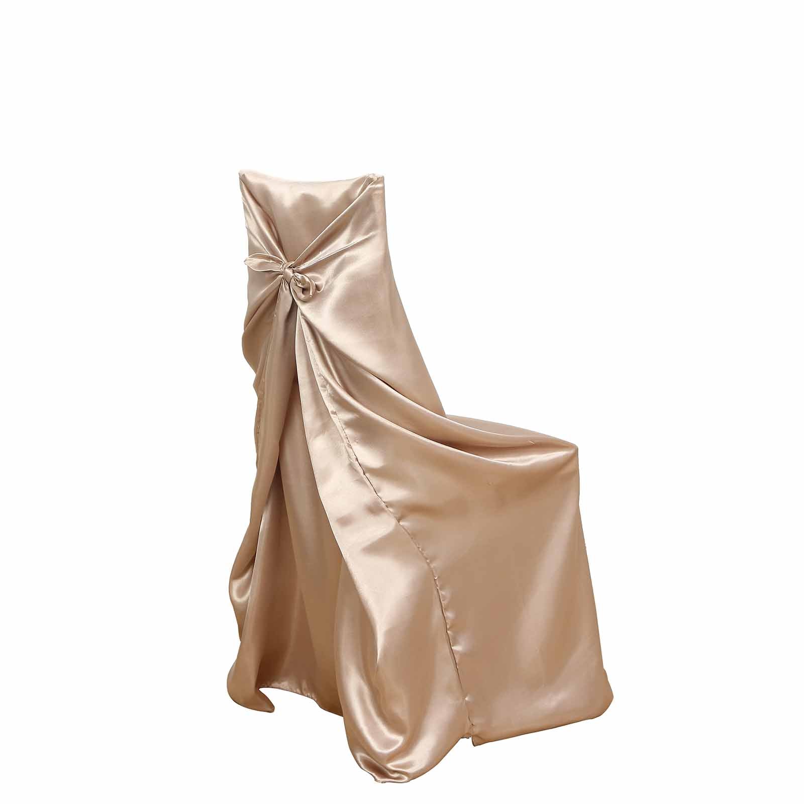 Durable Nude Satin Self-Tie Chair Cover for Folding, Dining & Banquet Chairs