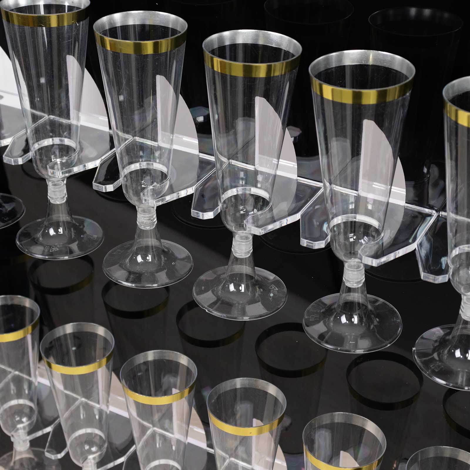 Hot! 2-Tier Glossy Black Champagne Glass Holder Stand with 18 Hooks for Events & DIY Bars