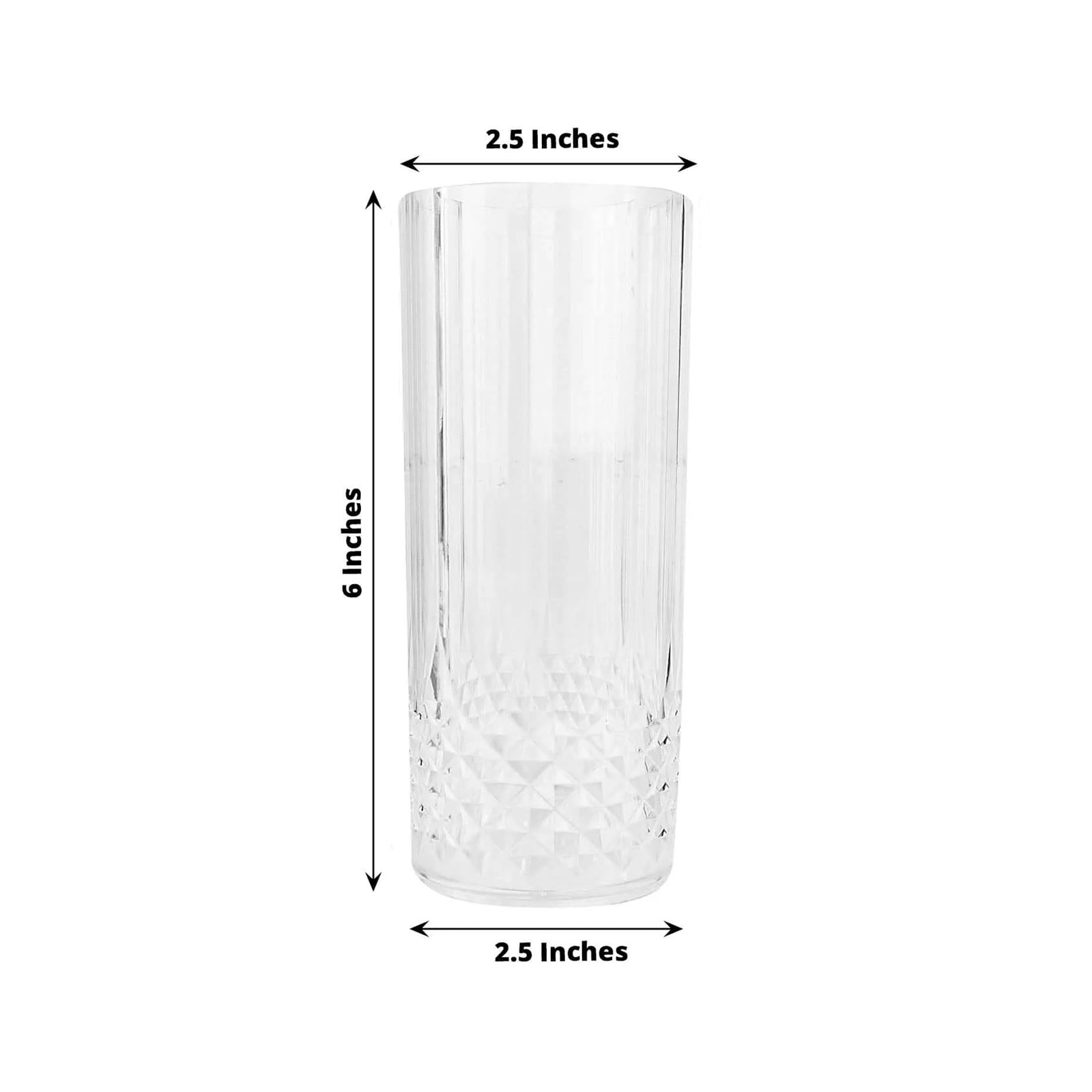 6-Pack Shatterproof 14oz Clear Plastic Highball Cocktail Tumblers with Crystal Cut Style