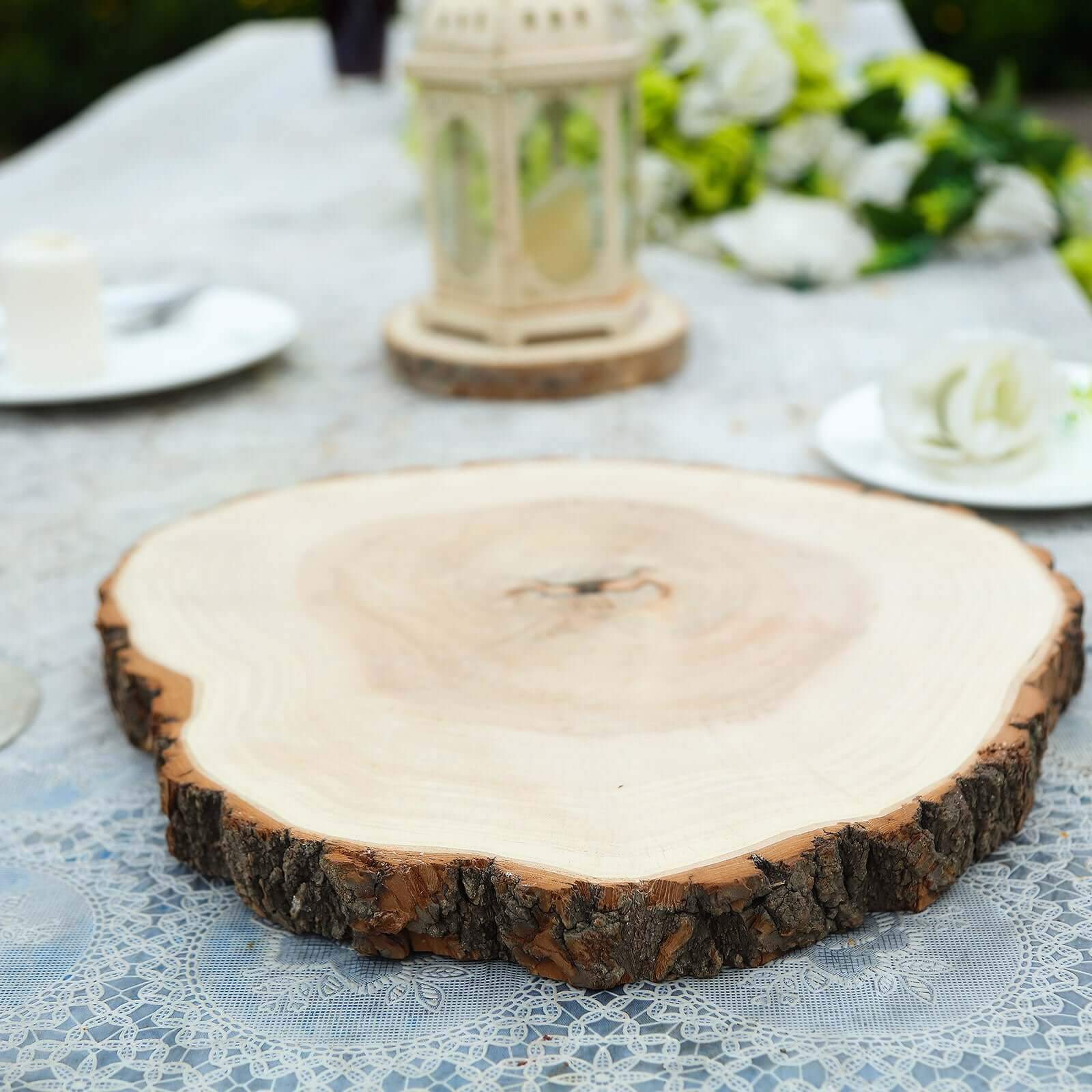 Hot! Polished Rustic Poplar Wood Round Slices for Wedding & Event Decor, 18 Dia