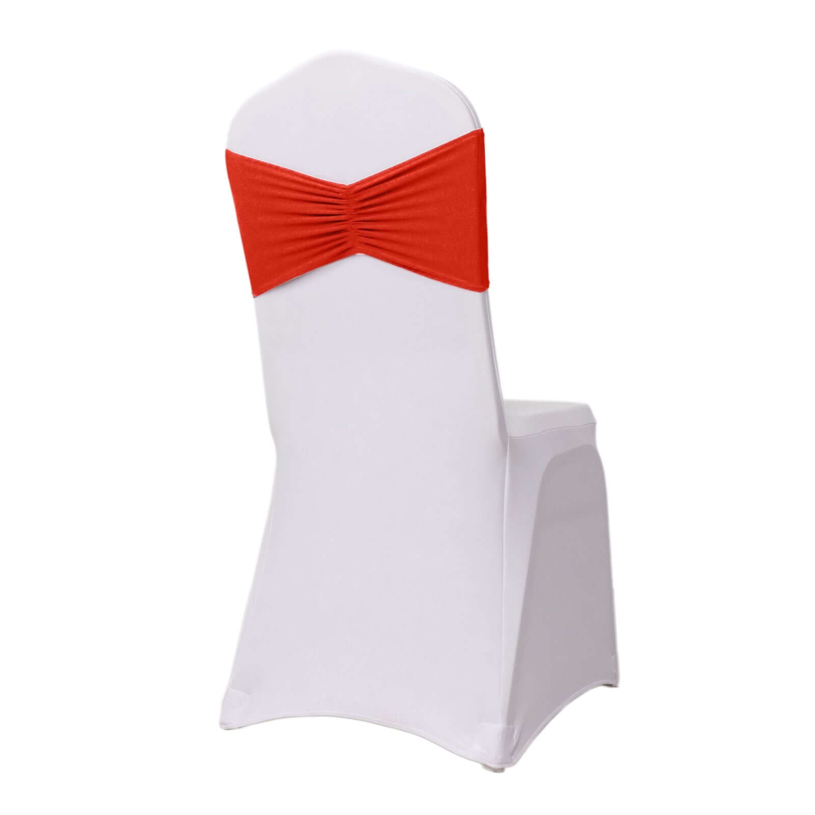 5-Pack Red Ruffled Spandex Chair Sashes - Wide & Easy Stretch Bands