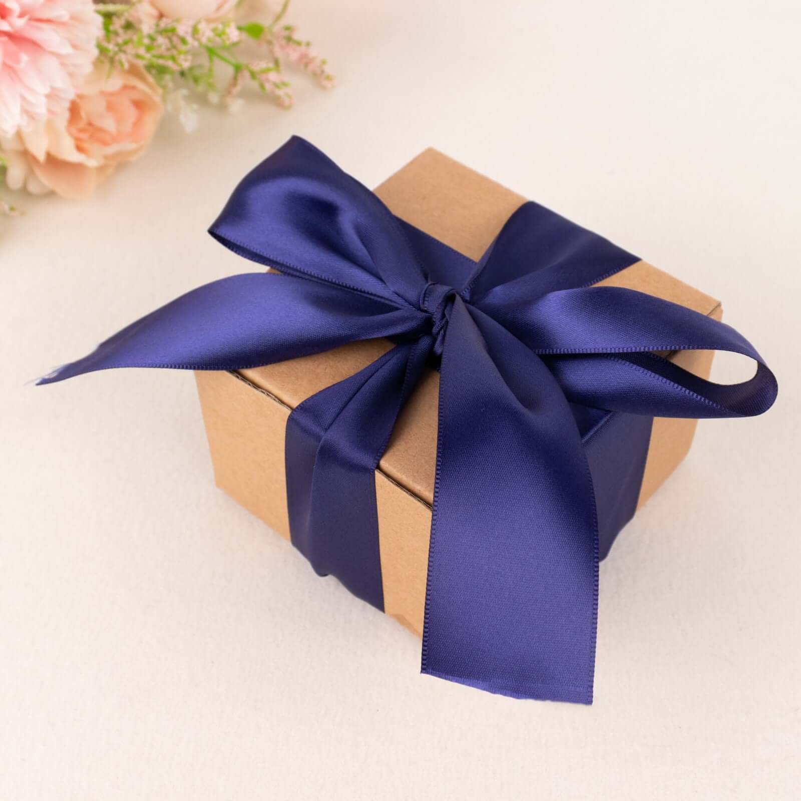 Get 50 Yards of 1.5-Inch Navy Blue Single-Face Decorative Polyester Satin Ribbon Now