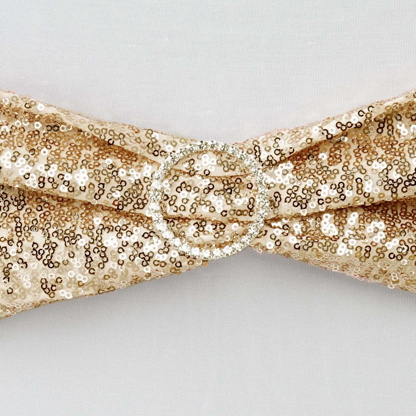 5-Piece Set of Champagne Sequin Spandex Stretch Chair Bands, Ideal for Decorations