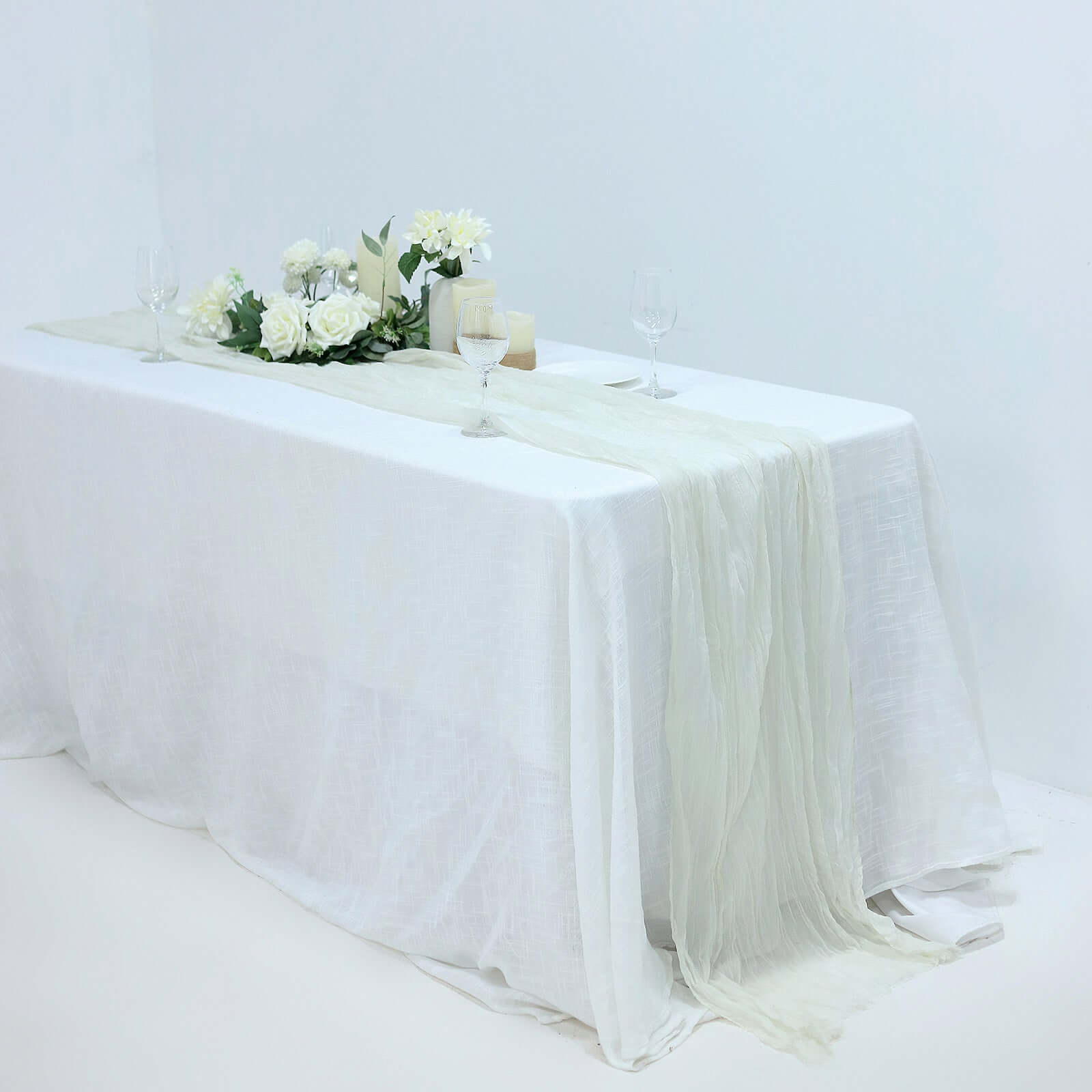 Hot Sale! Ivory Gauze Cheesecloth 10ft Table Runner for Rustic Boho Style Decor