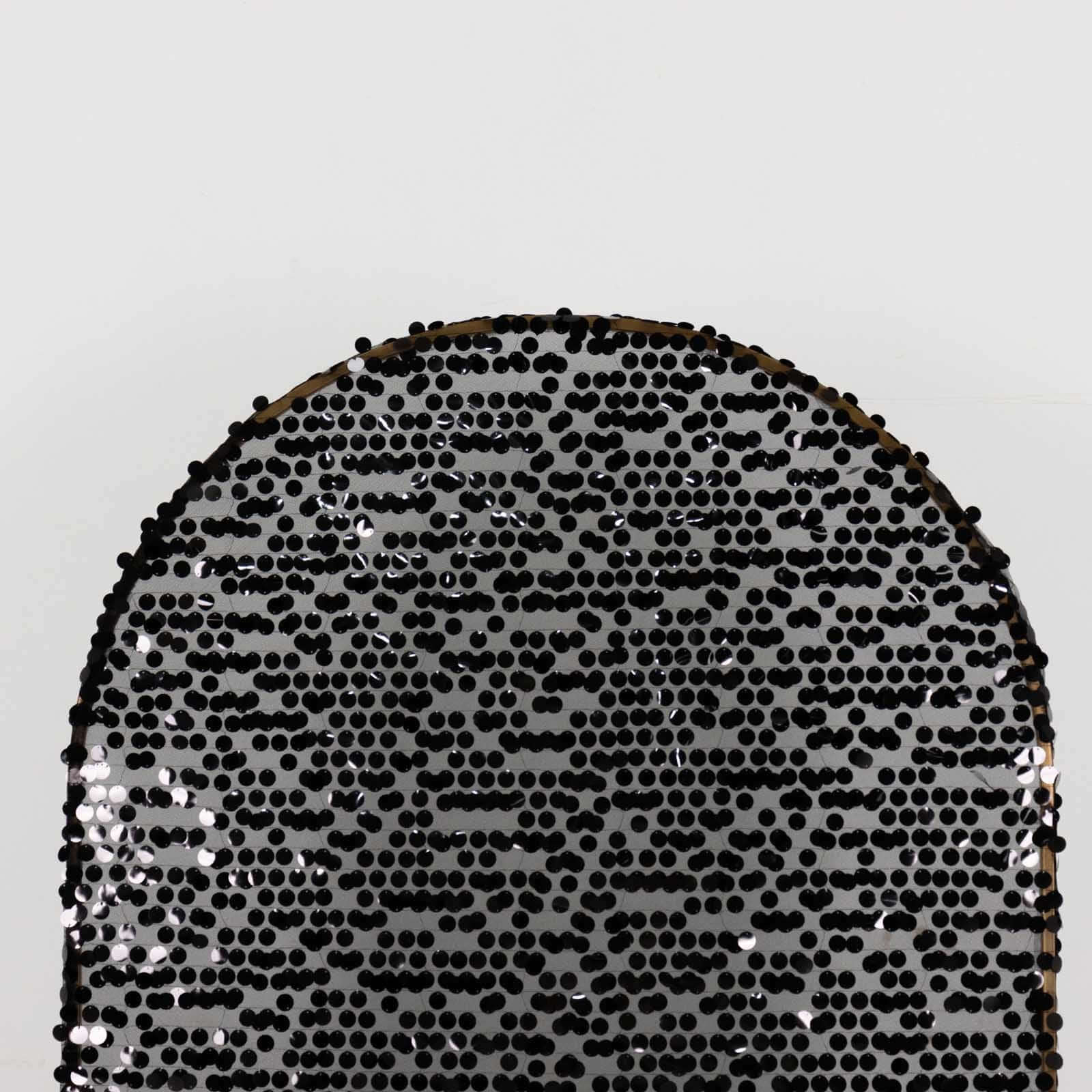 Hot! 6ft Sparkly Black Sequin Fitted Cover for Round Top Wedding Arch