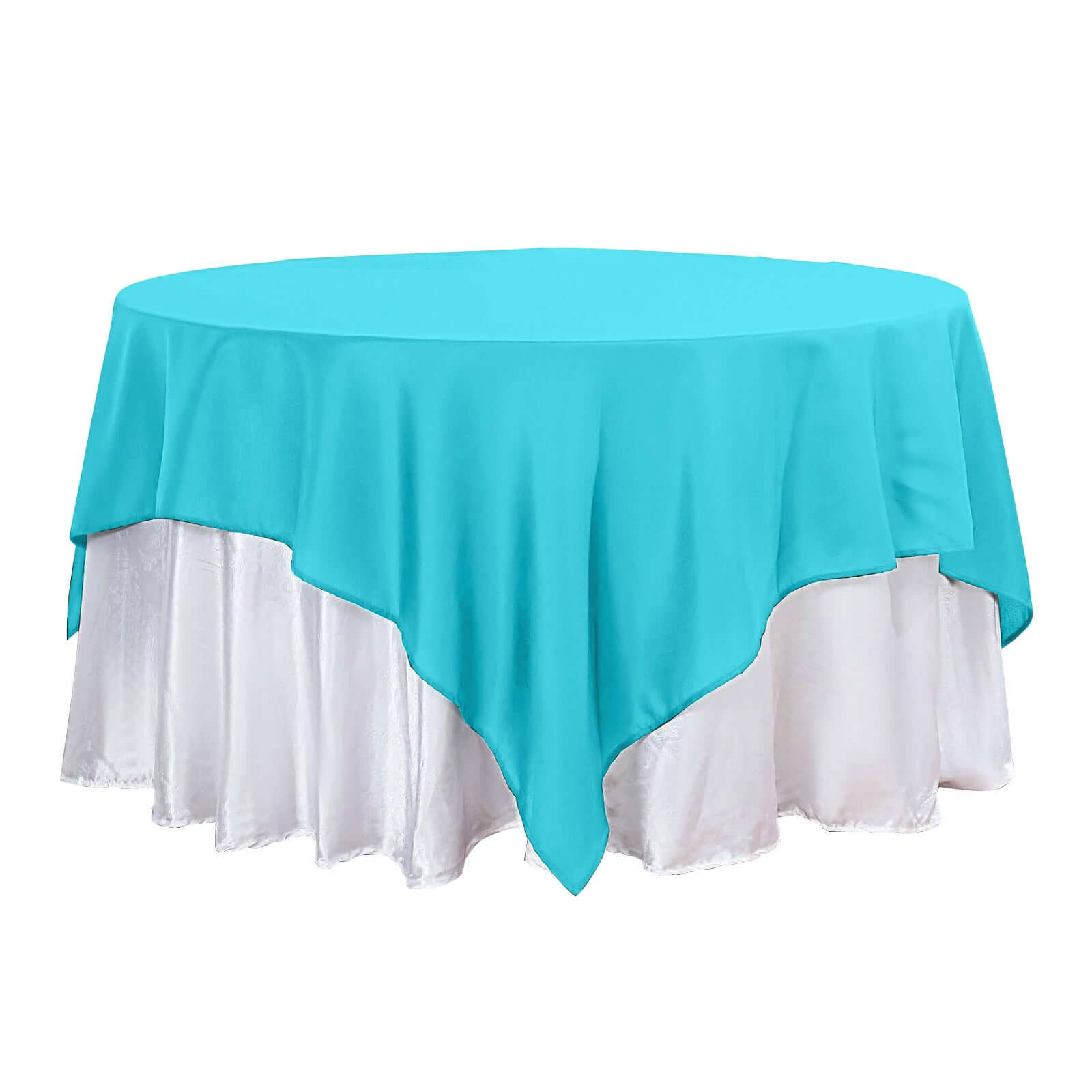 Turquoise 90x90 Polyester Square Table Overlay - Wrinkle-Free & Durable