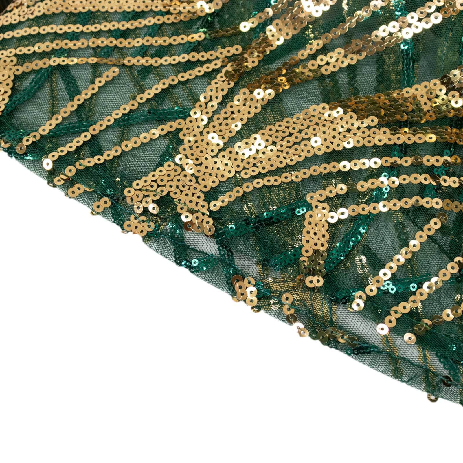 Hot Deal! Set of 5 Emerald Green Wave Sequin Mesh Cylinder Pedestal Stand Covers