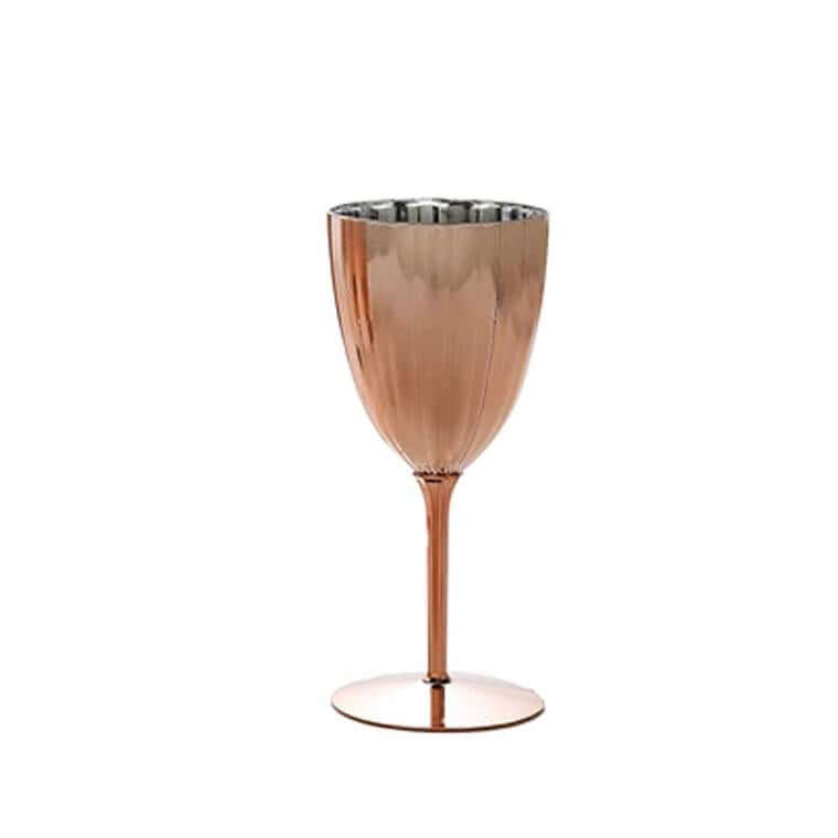 6-Pack Disposable Metallic Rose Gold Plastic Wine Glasses - Ideal for Parties & Special Events