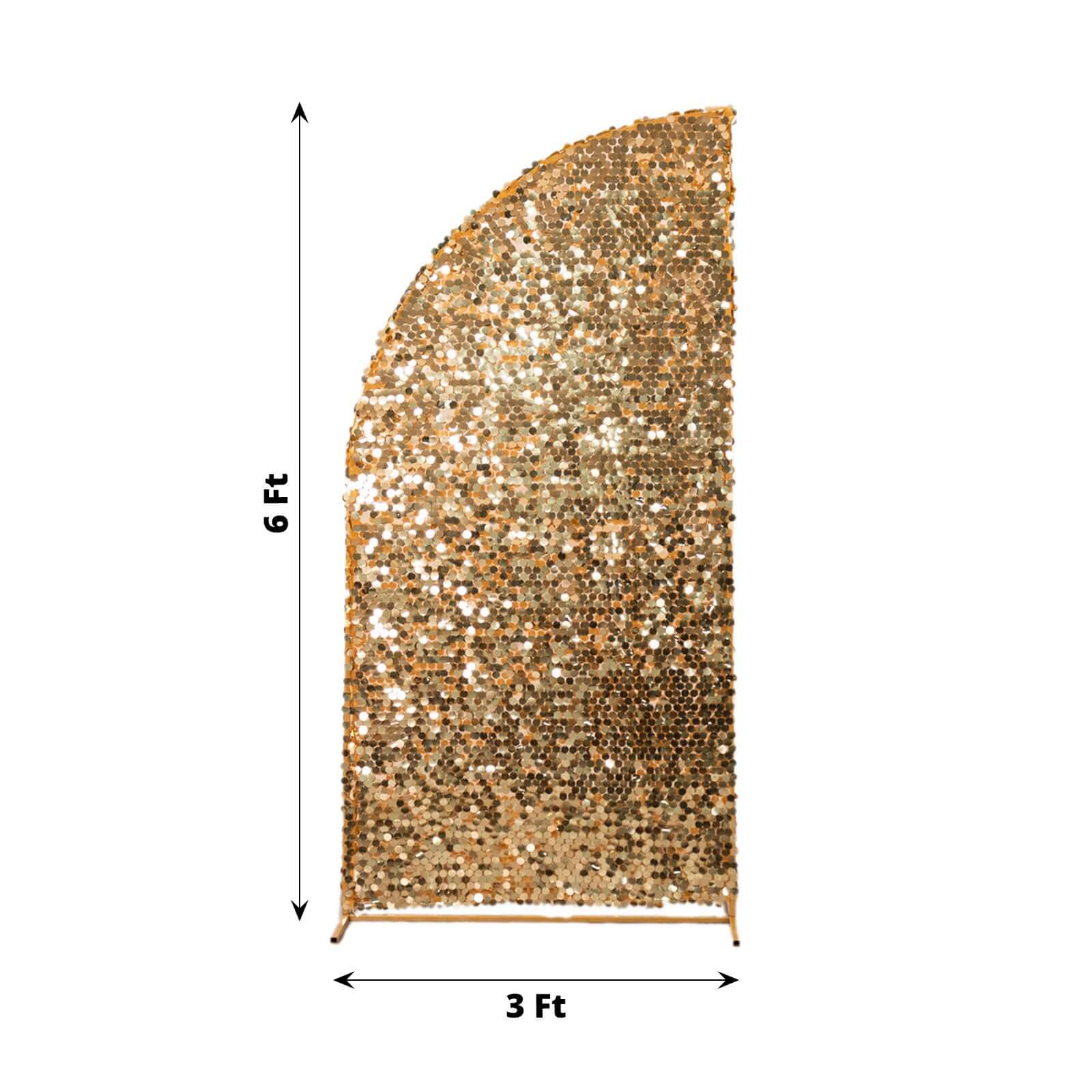 6ft Gold Double-Sided Payette Sequin Wedding Arch Cover - Ideal for Half Moon Backdrop Stand