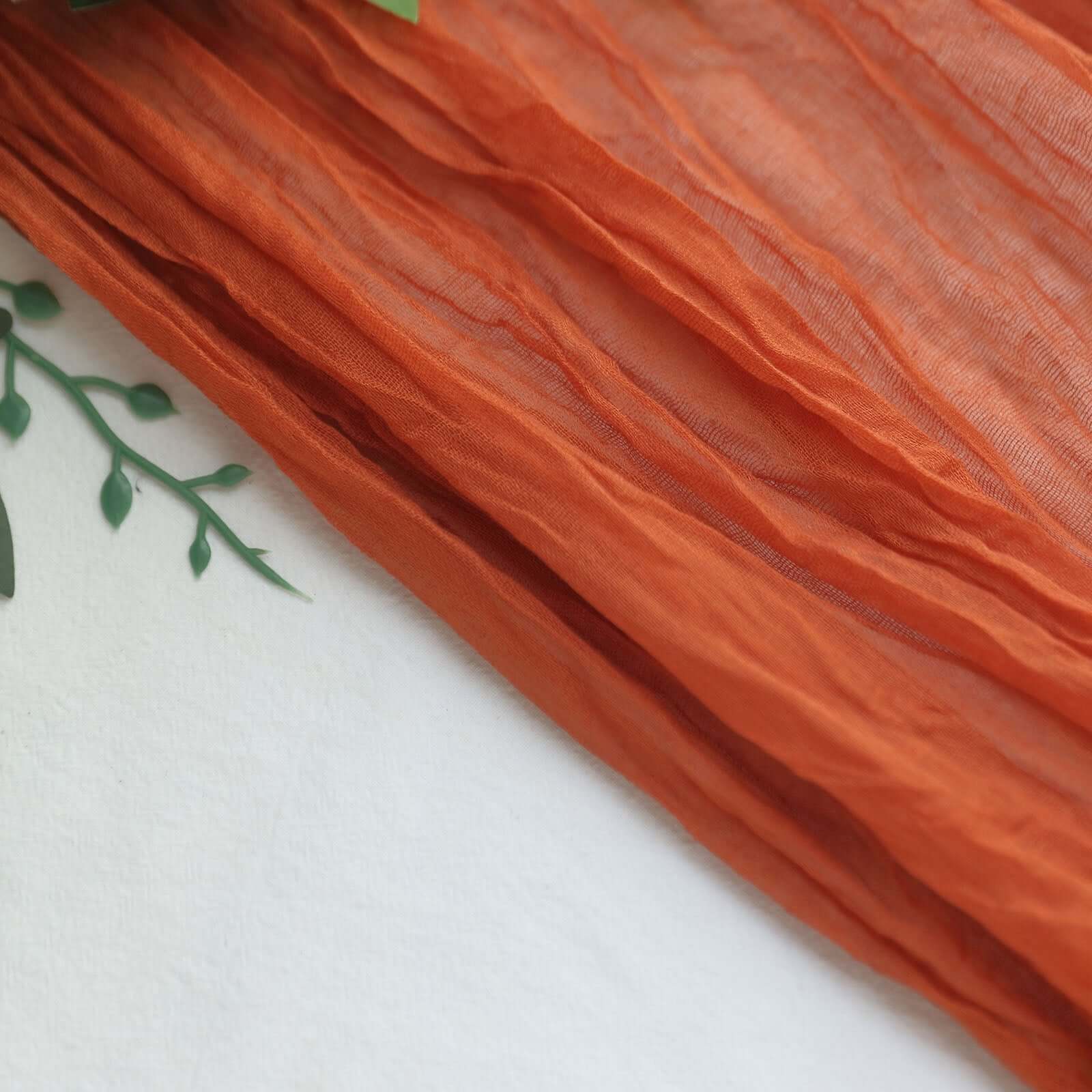 10ft Rustic Boho Terracotta (Rust) Gauze Cheesecloth Table Runner