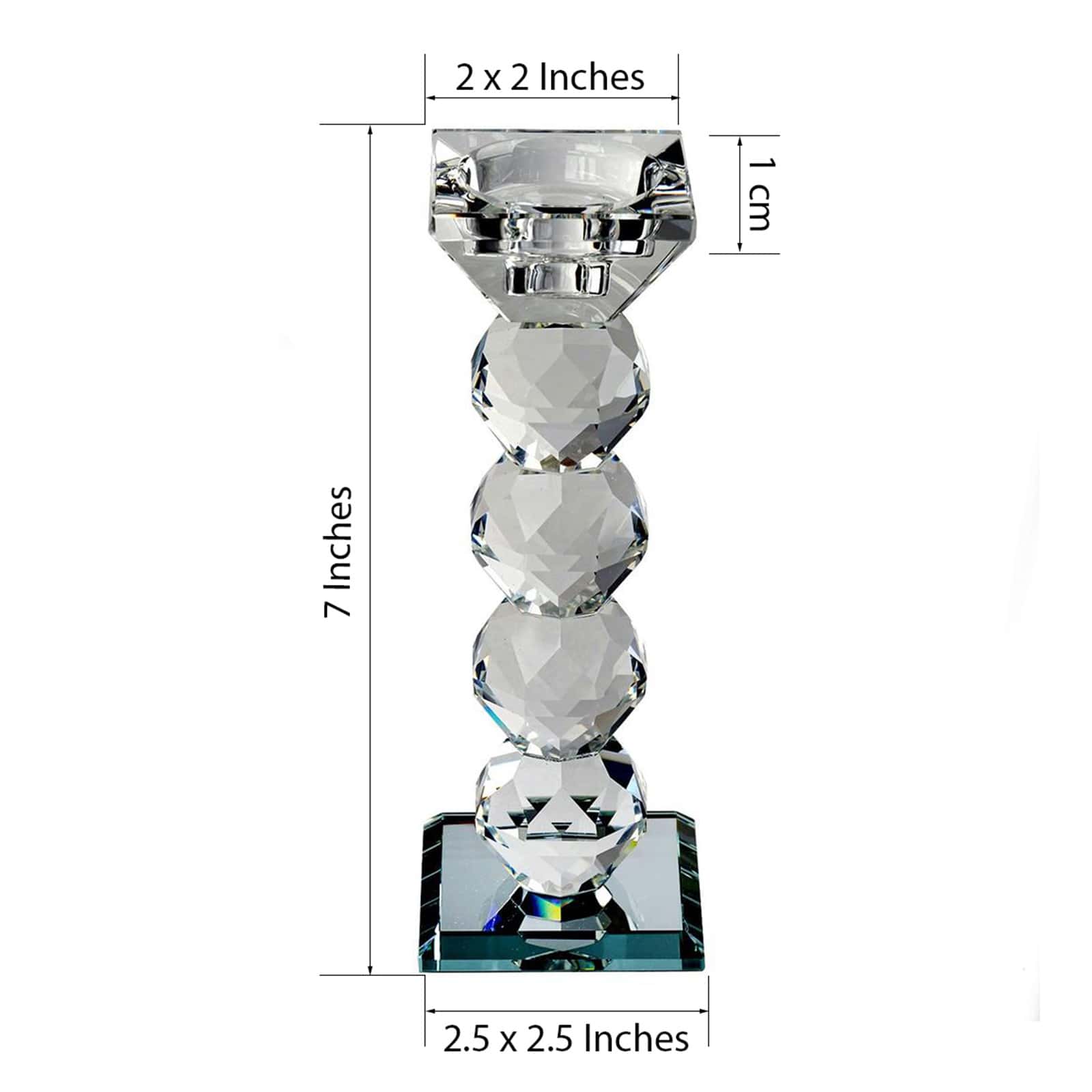 7-Inch Tall Premium Gemcut Crystal Glass Votive Candle Holder for Decorative Display